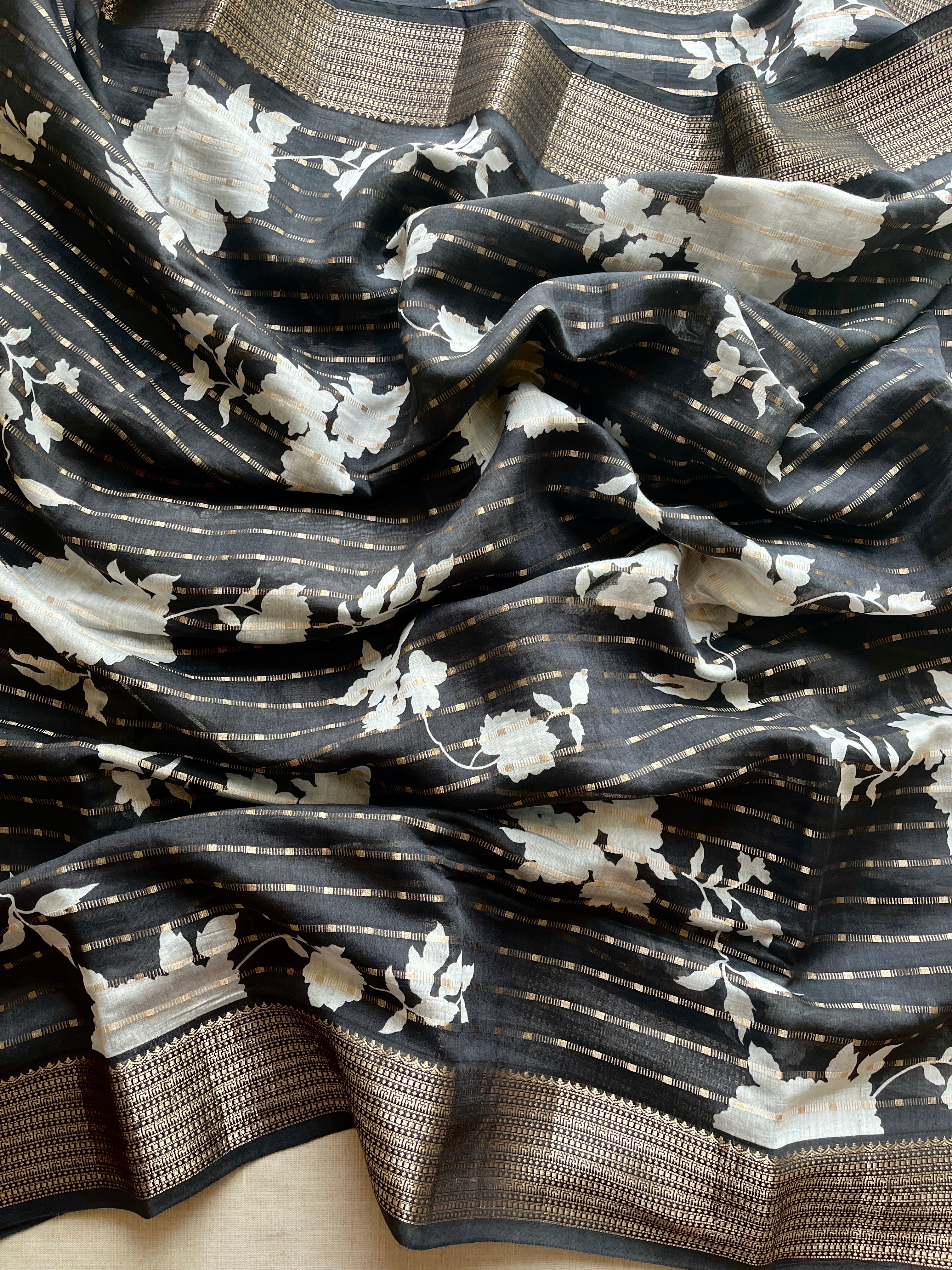 Black Dola Nylon Silk Saree