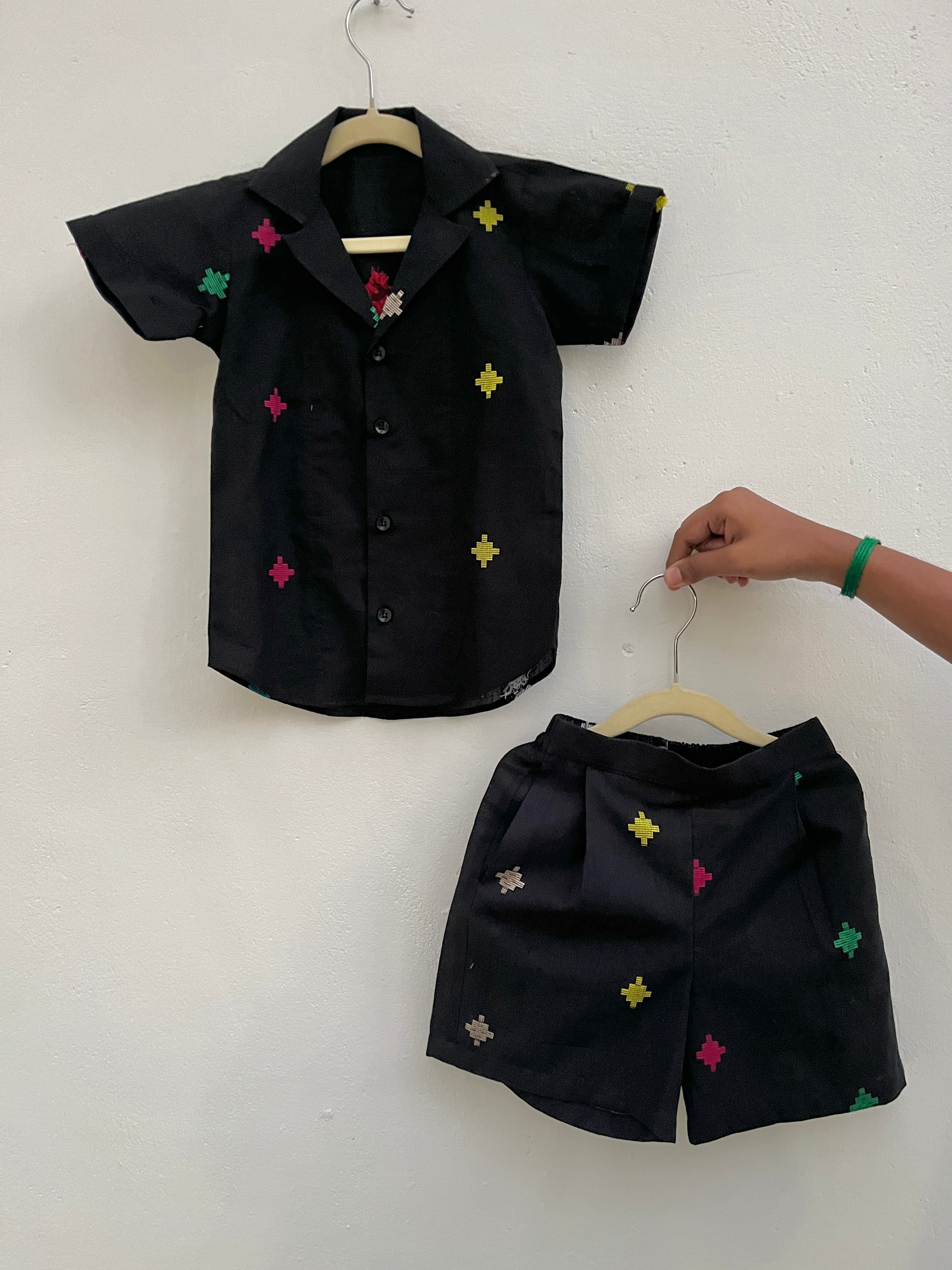 Mini mosaic shirt & shorts set