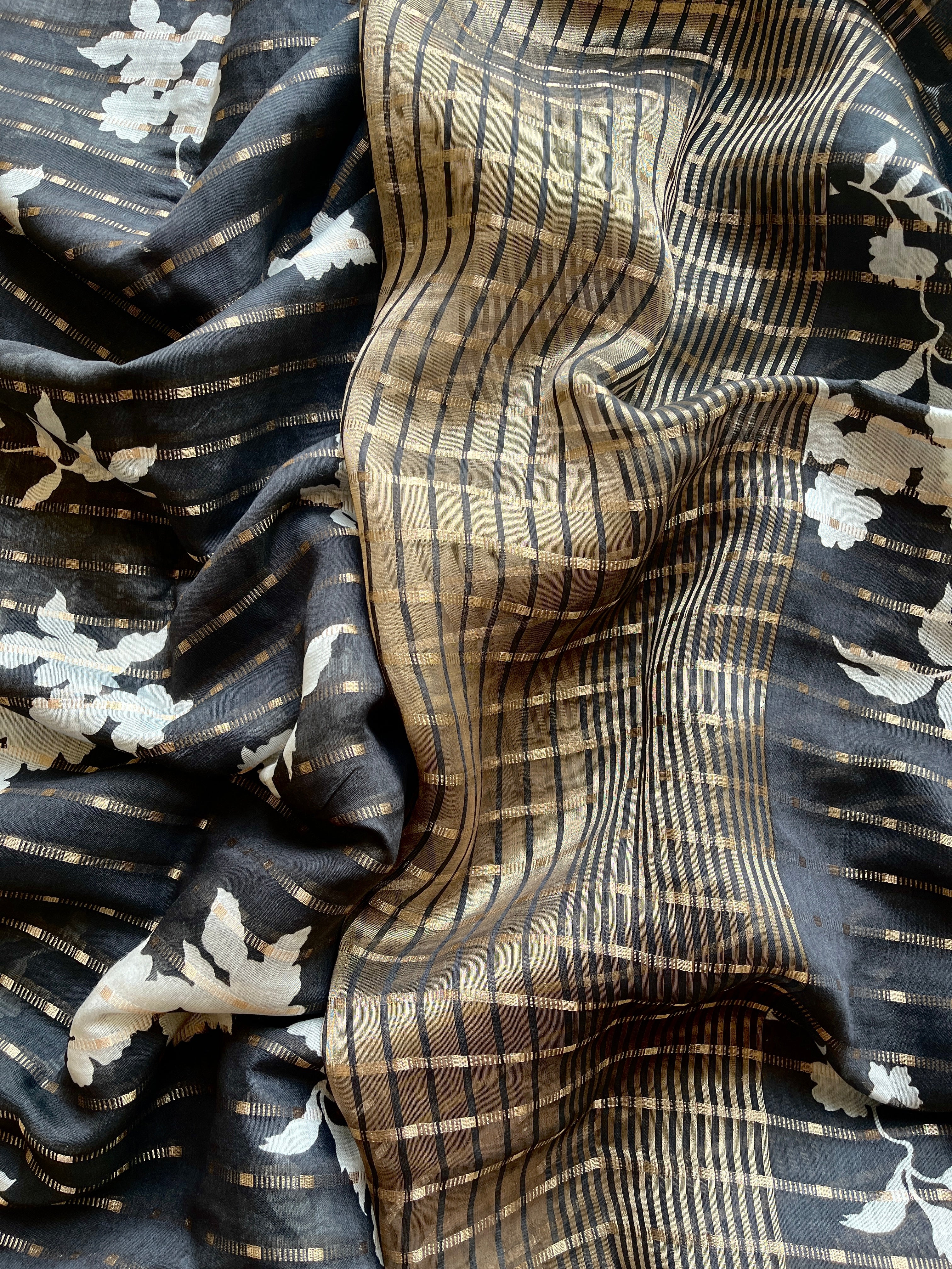 Black Dola Nylon Silk Saree