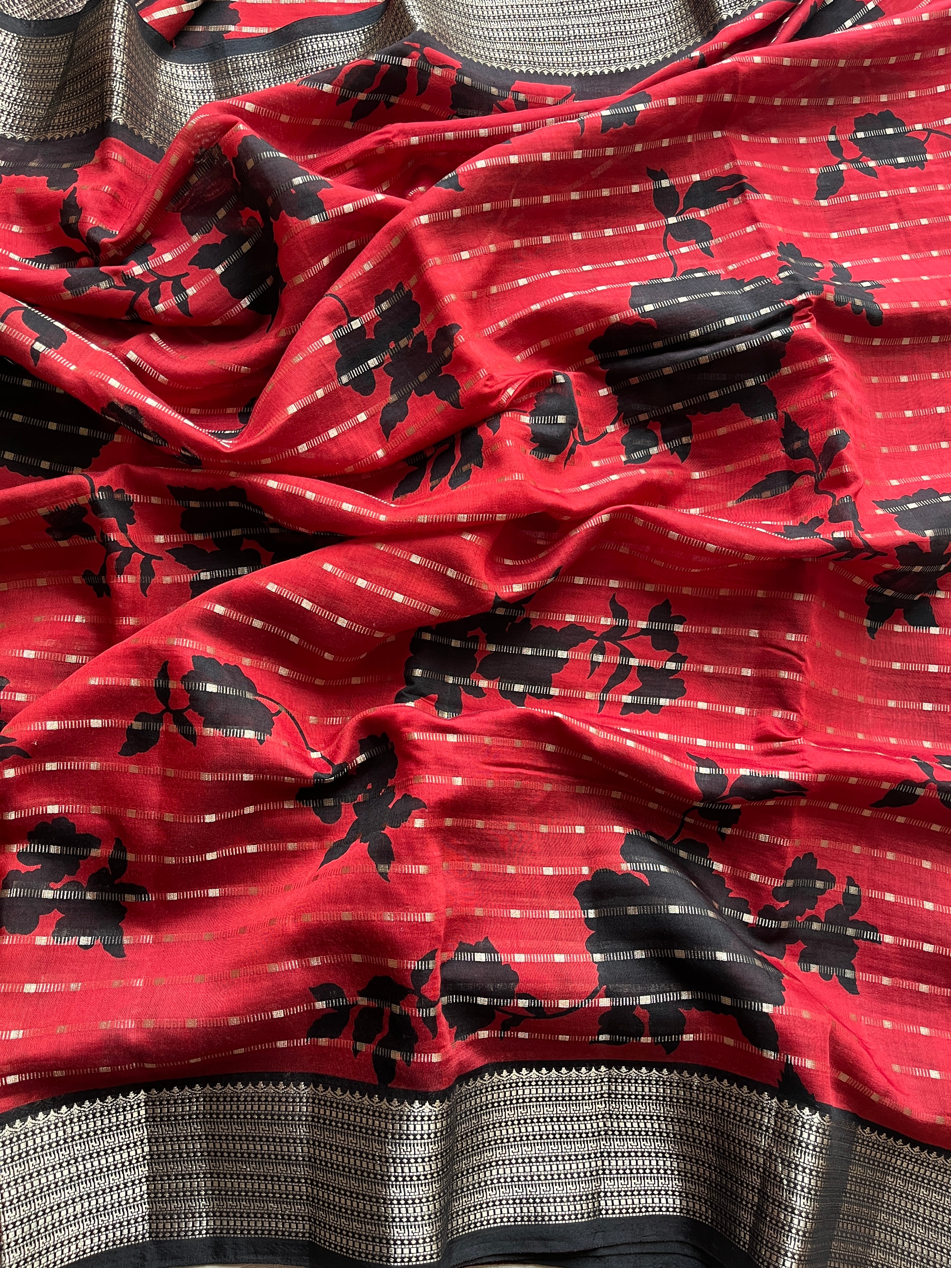 Red Dola Nylon Silk Saree