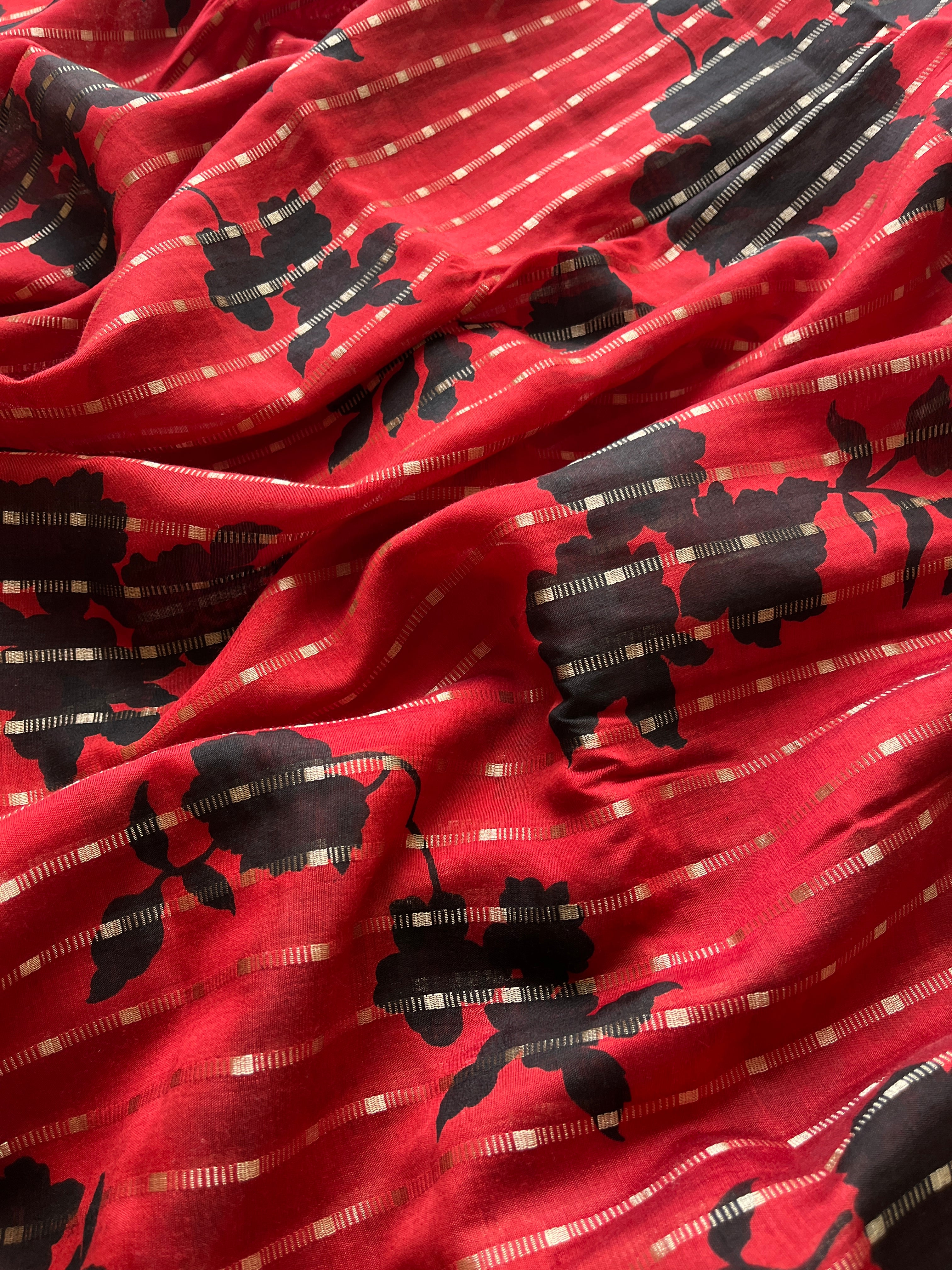 Red Dola Nylon Silk Saree