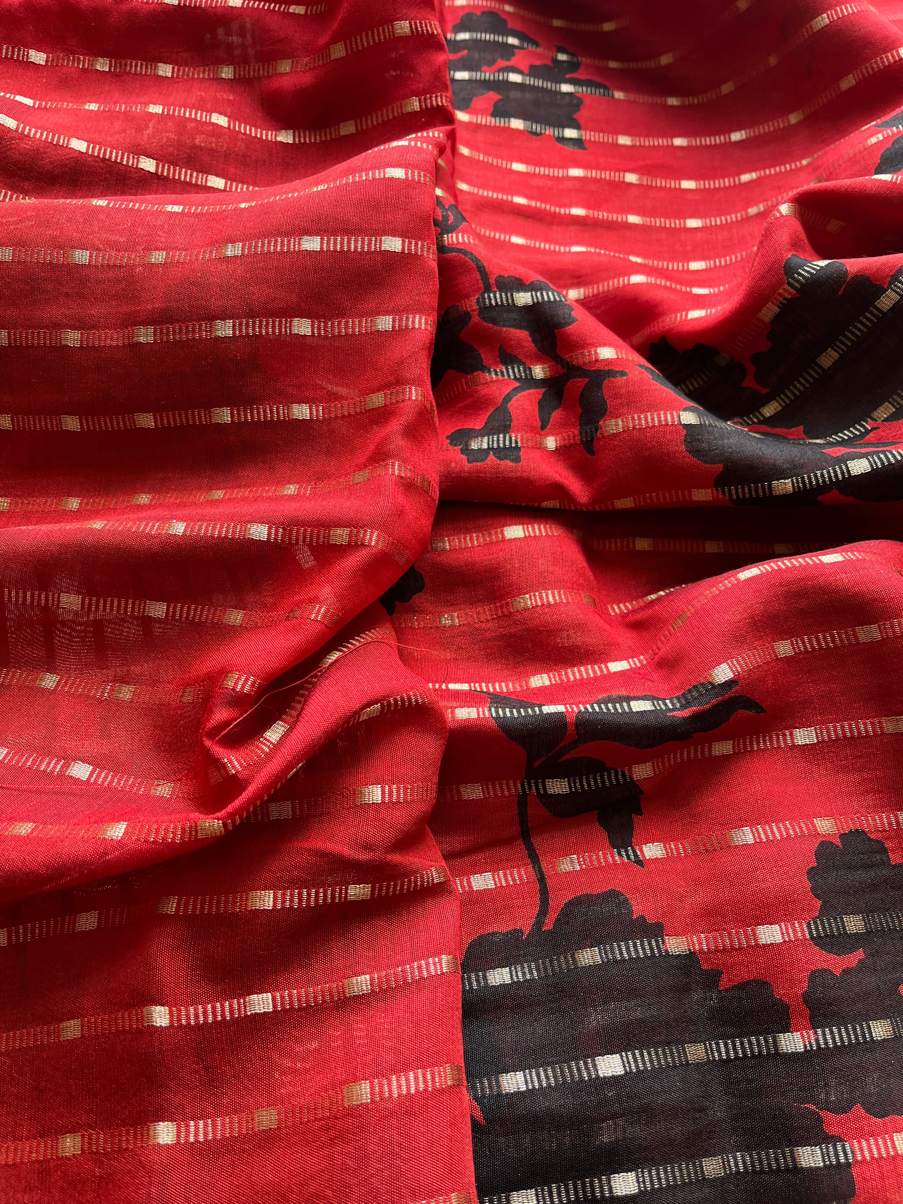 Red Dola Nylon Silk Saree