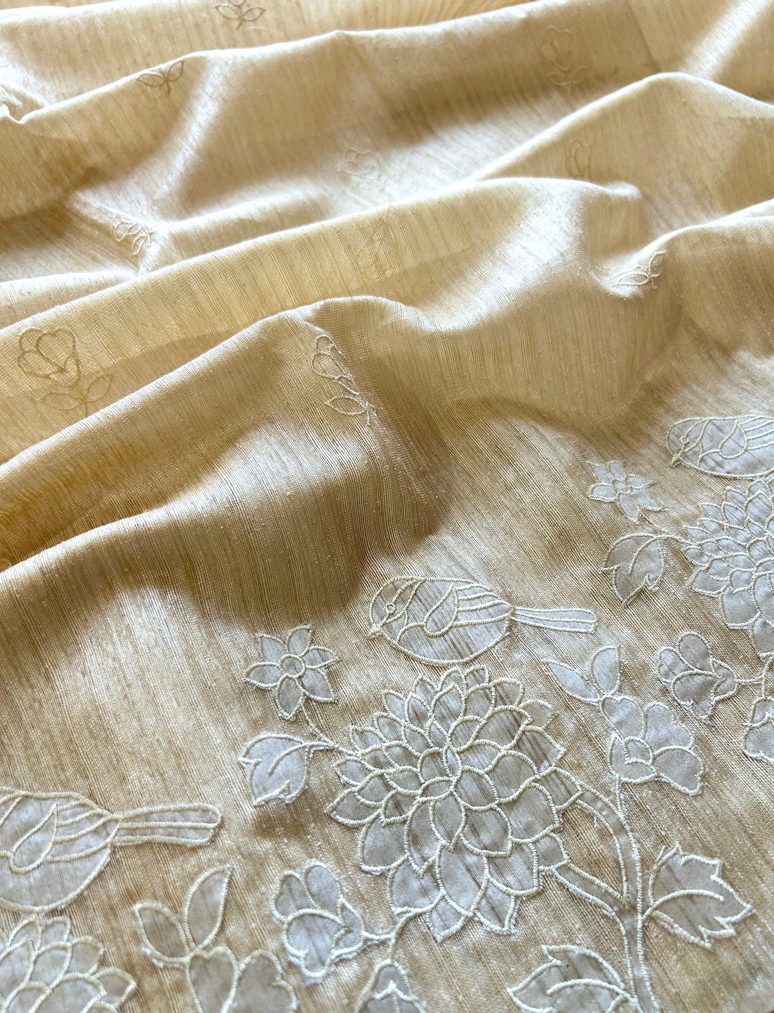 Beige semi tussar saree