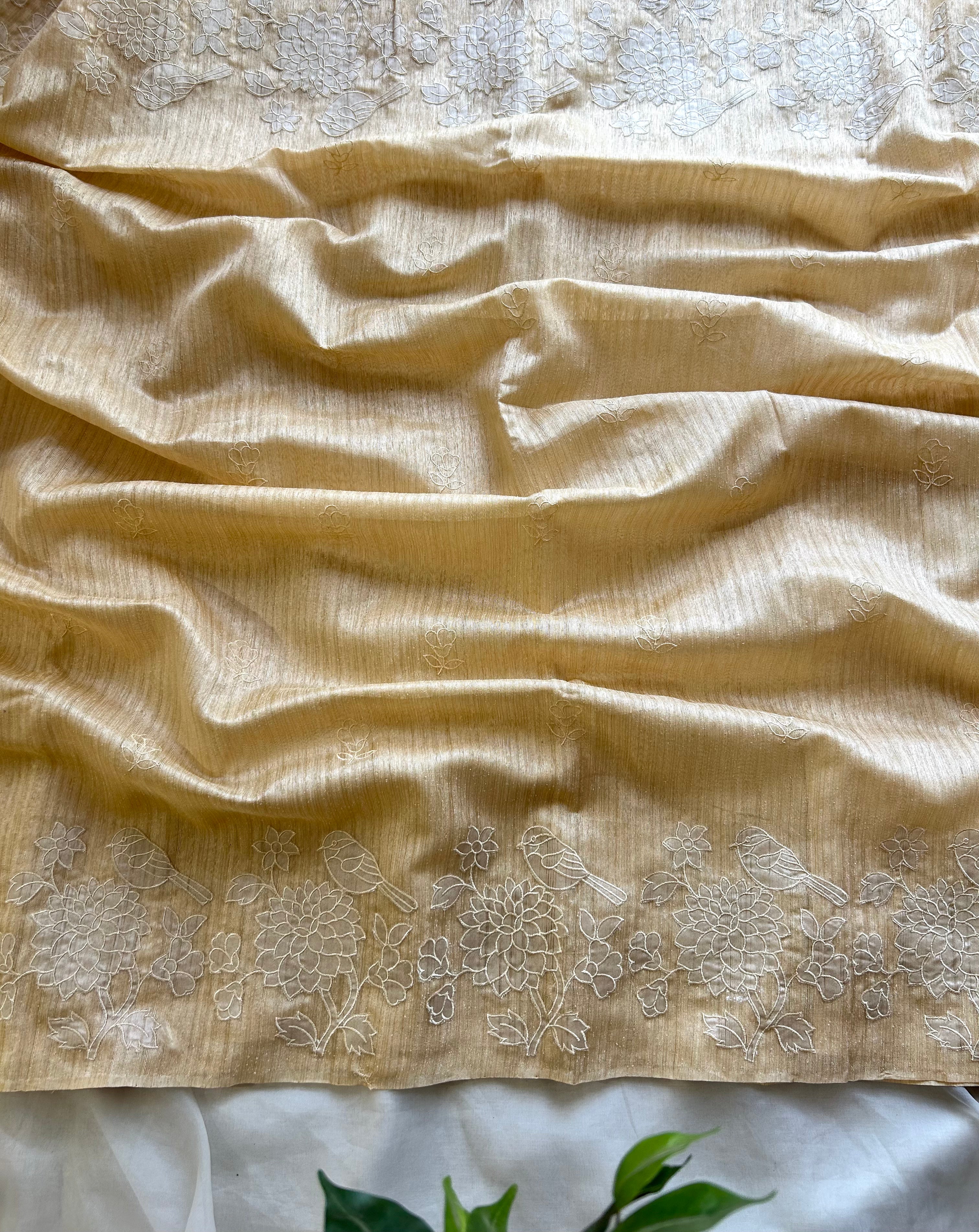 Beige semi tussar saree