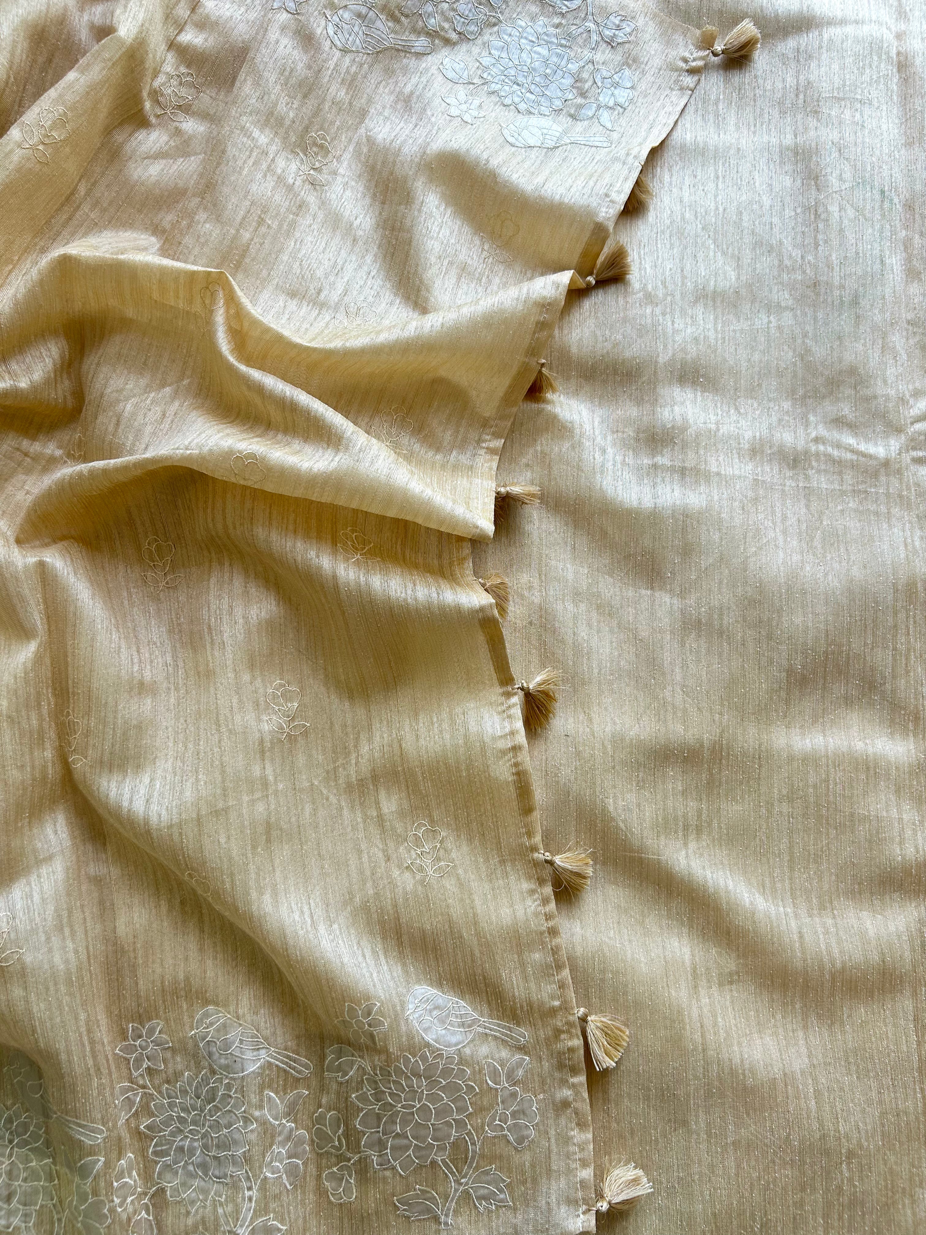 Beige semi tussar saree