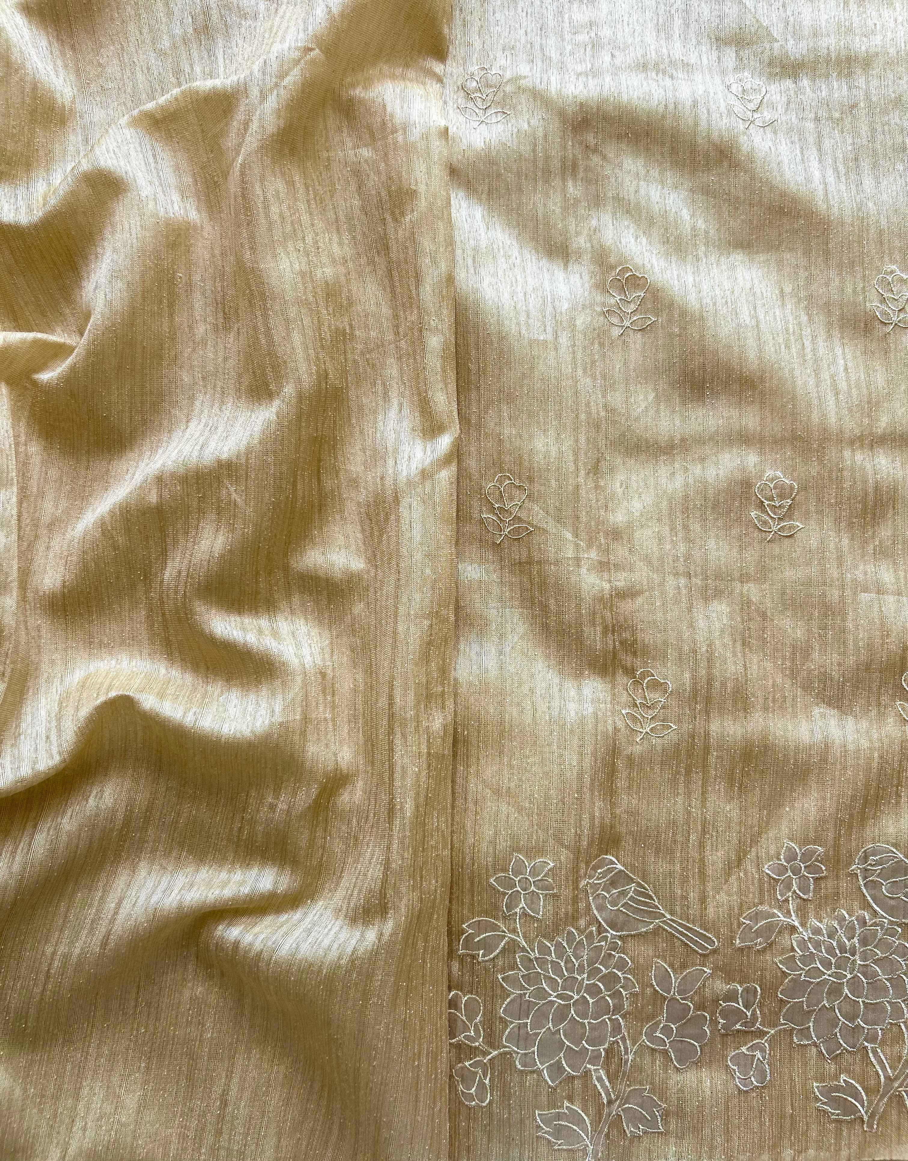 Beige semi tussar saree