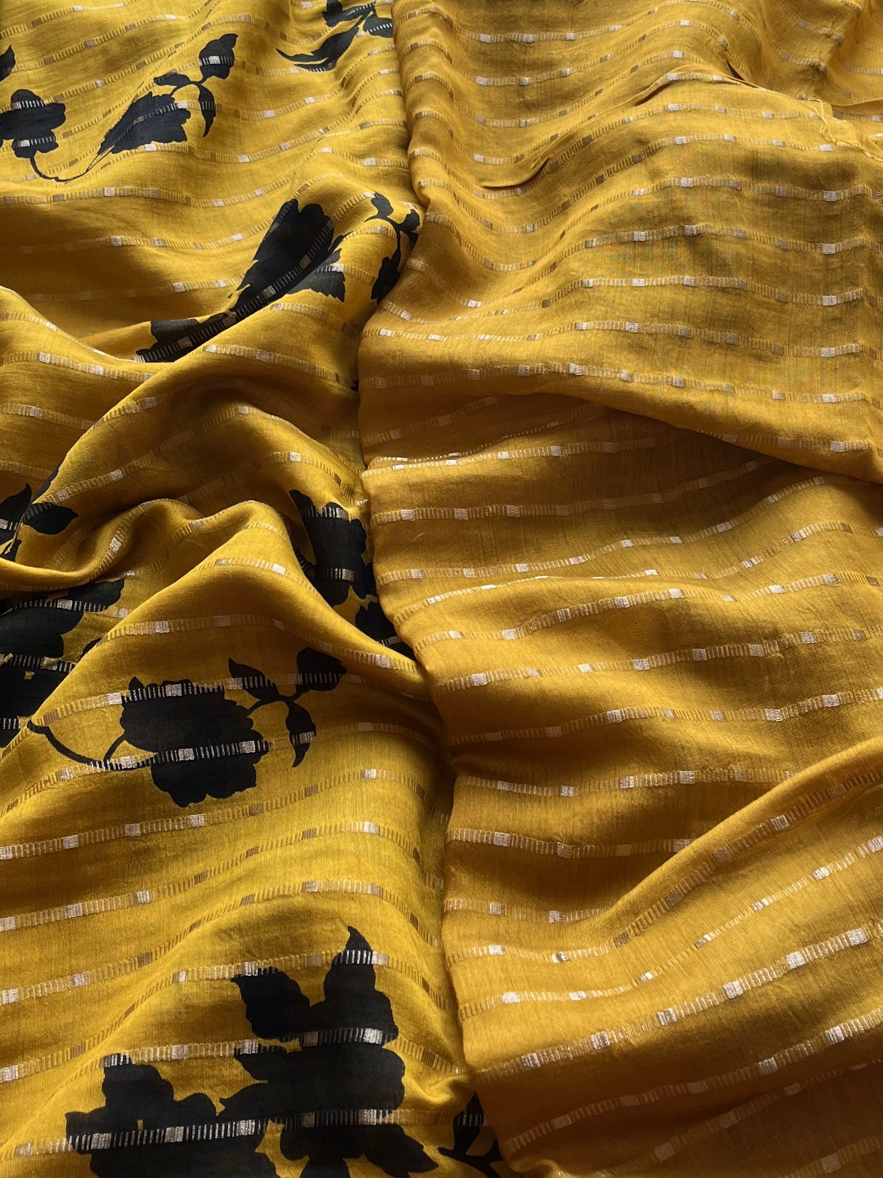 Mustard Dola Nylon Silk Saree