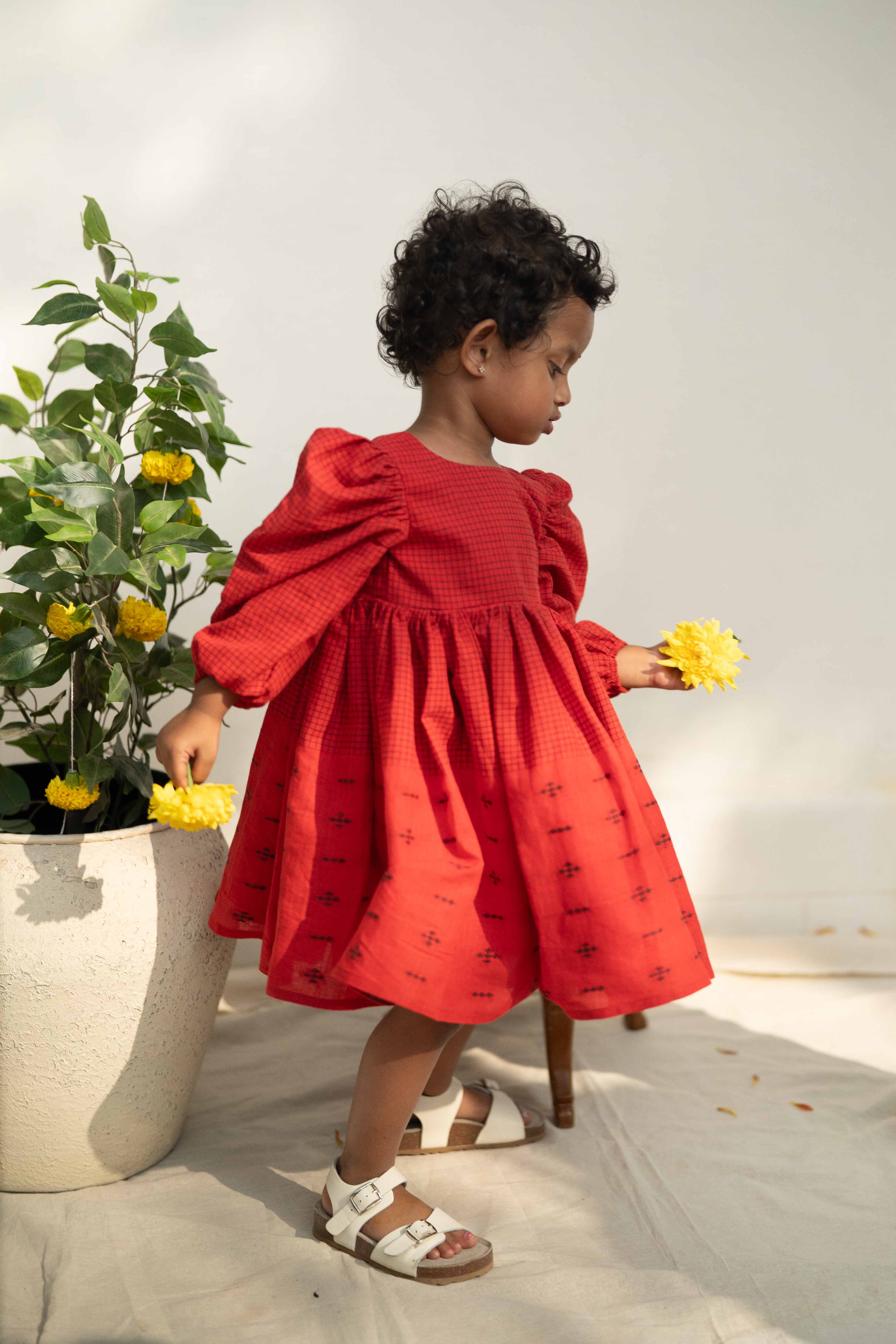Scarlet Puff Sleeve Frock