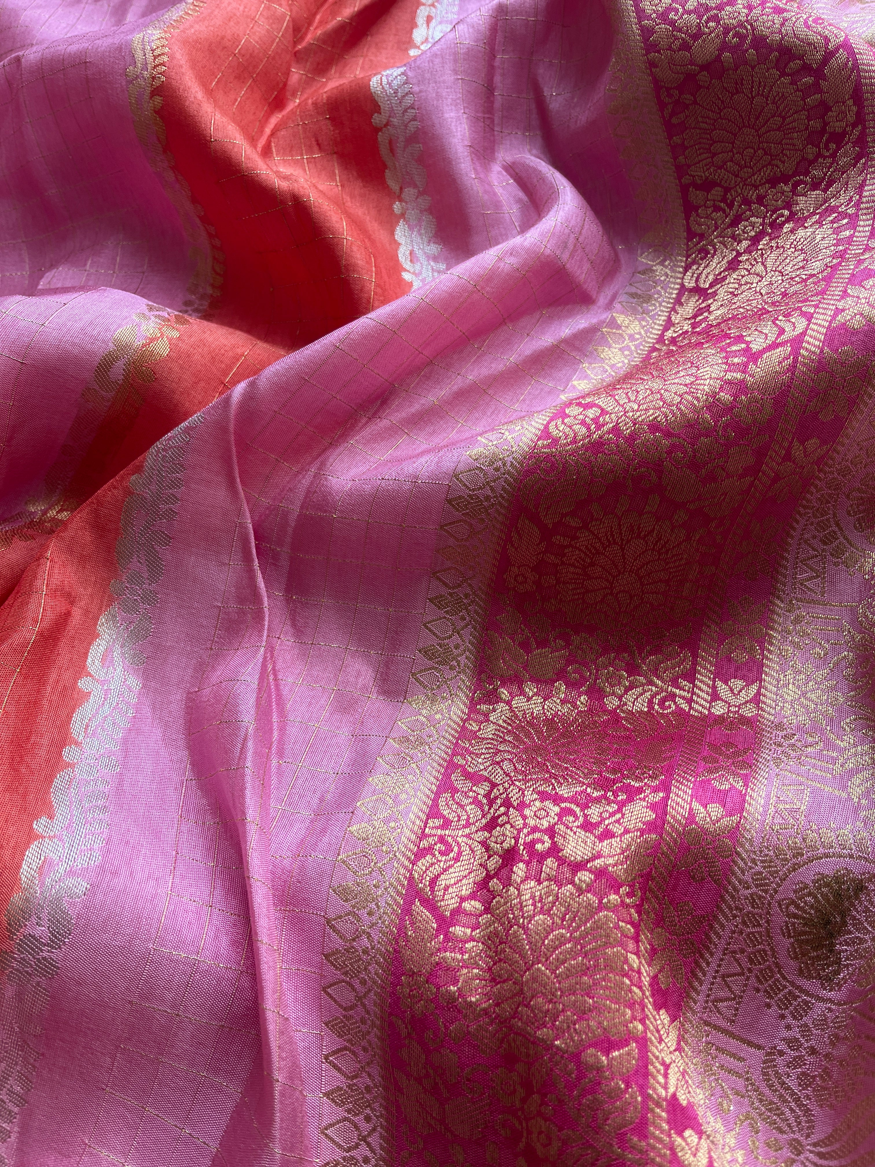 Pink Viscose silk saree