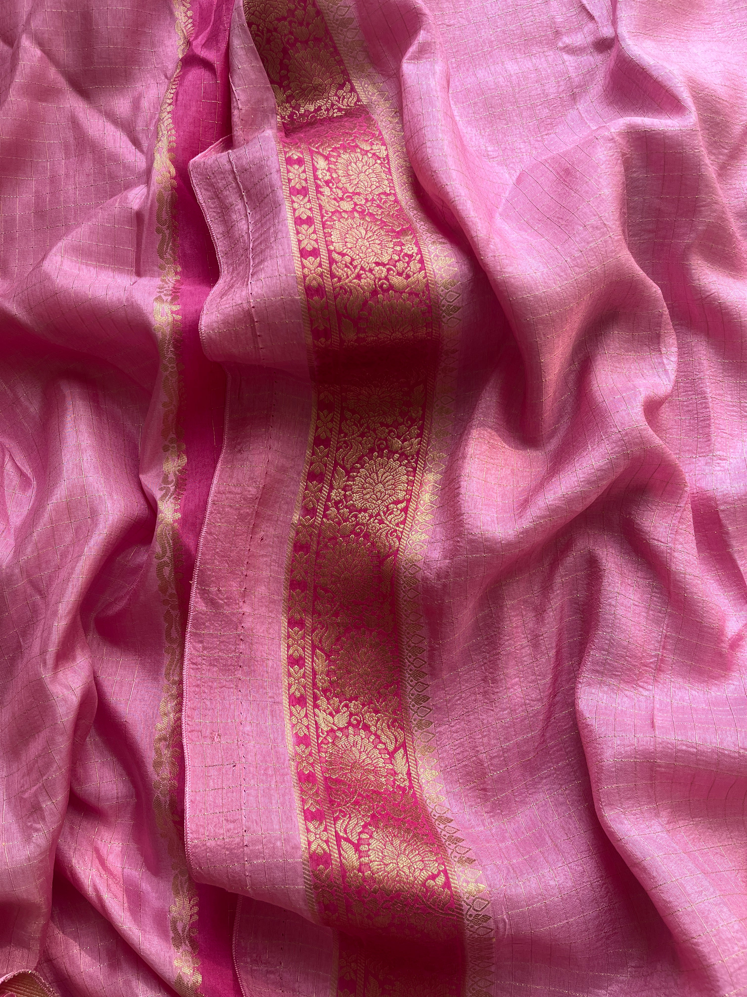 Pink Viscose silk saree