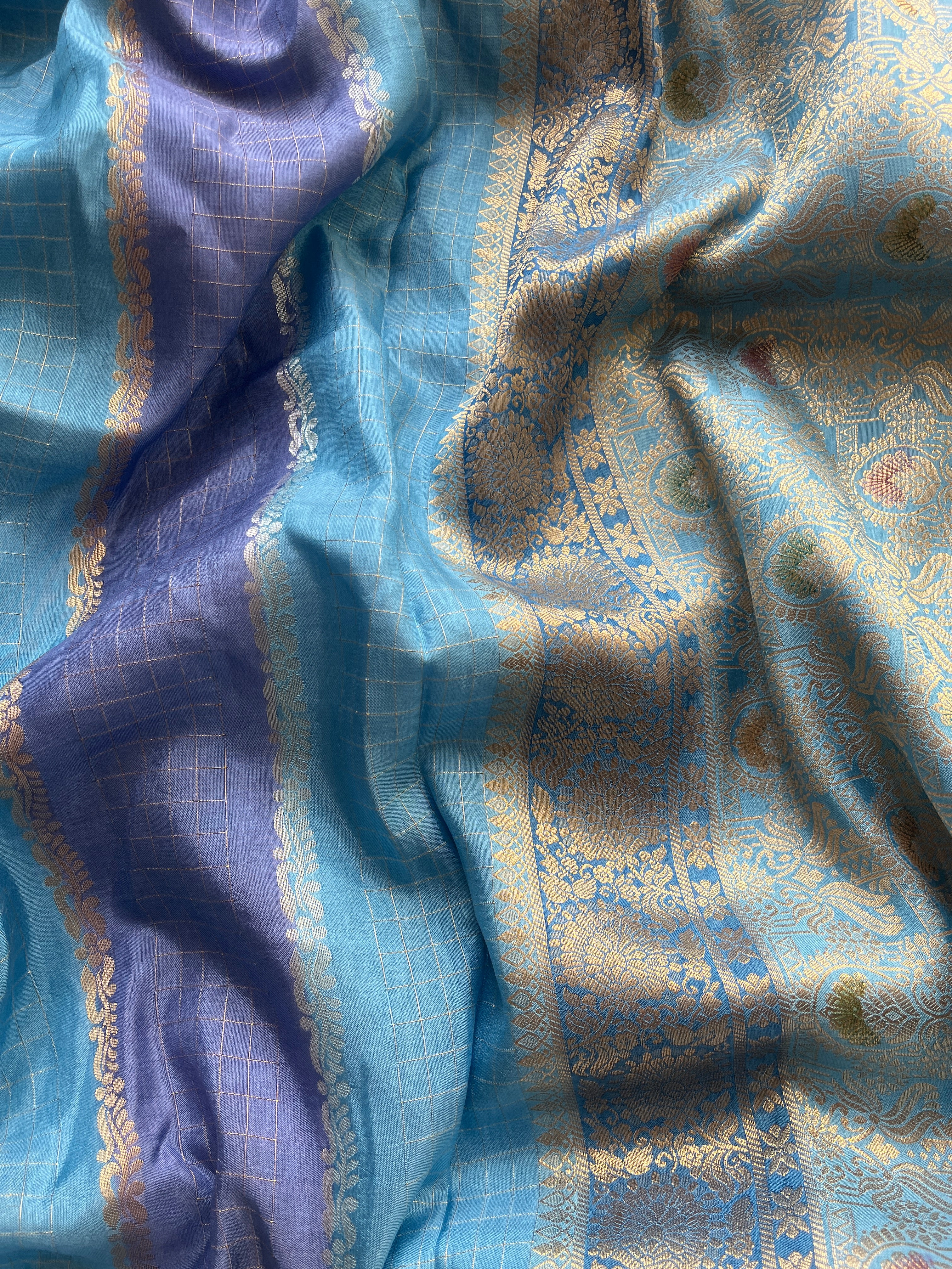 Blue Viscose silk saree