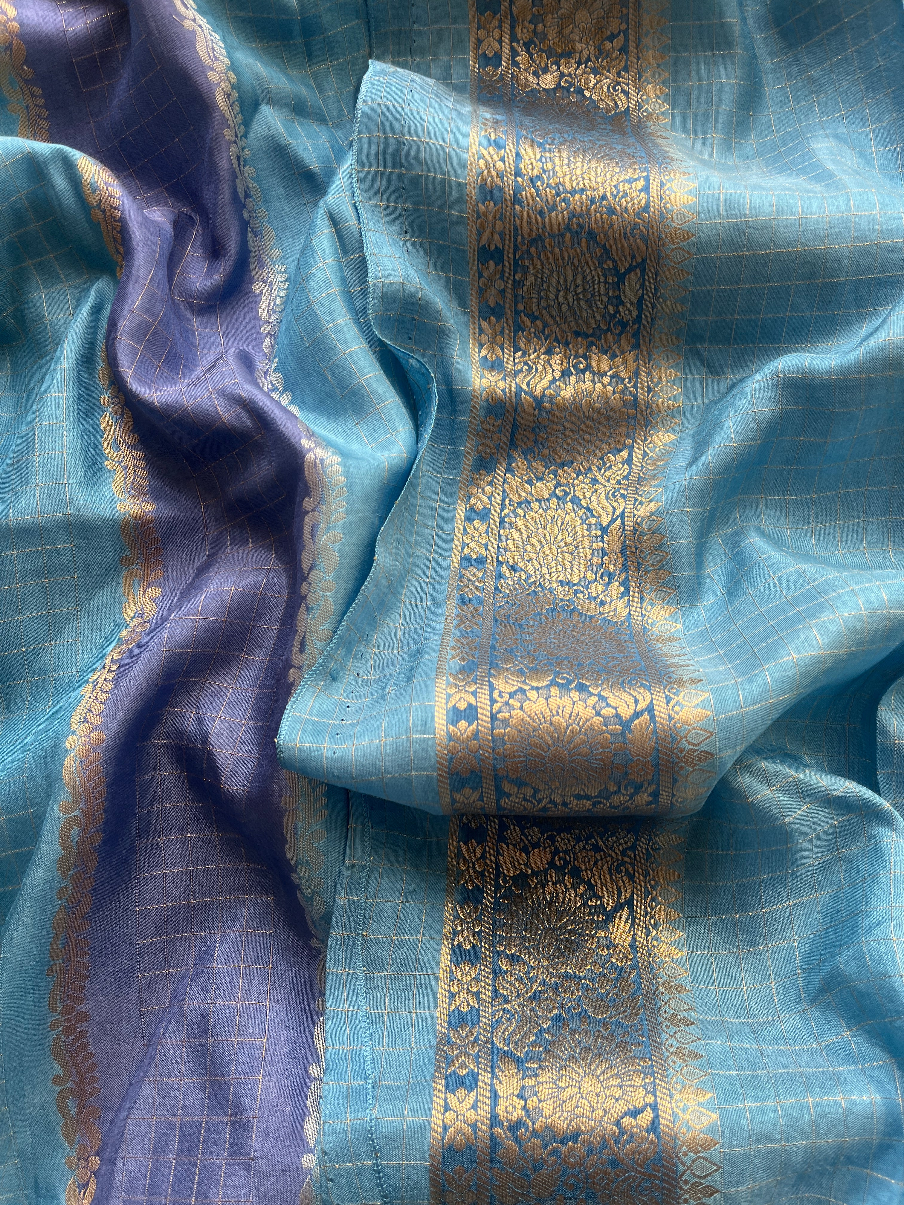 Blue Viscose silk saree