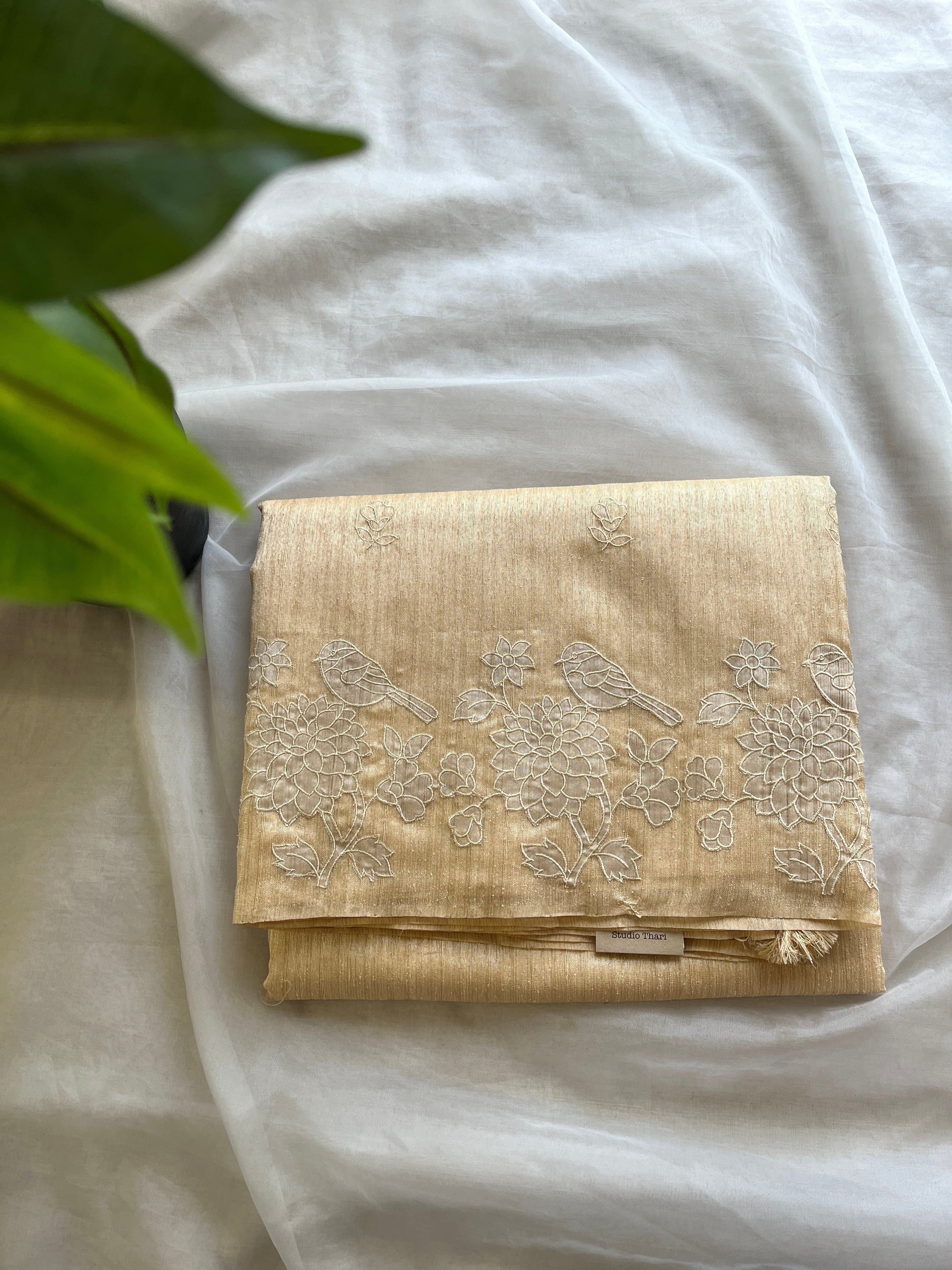 Beige semi tussar saree