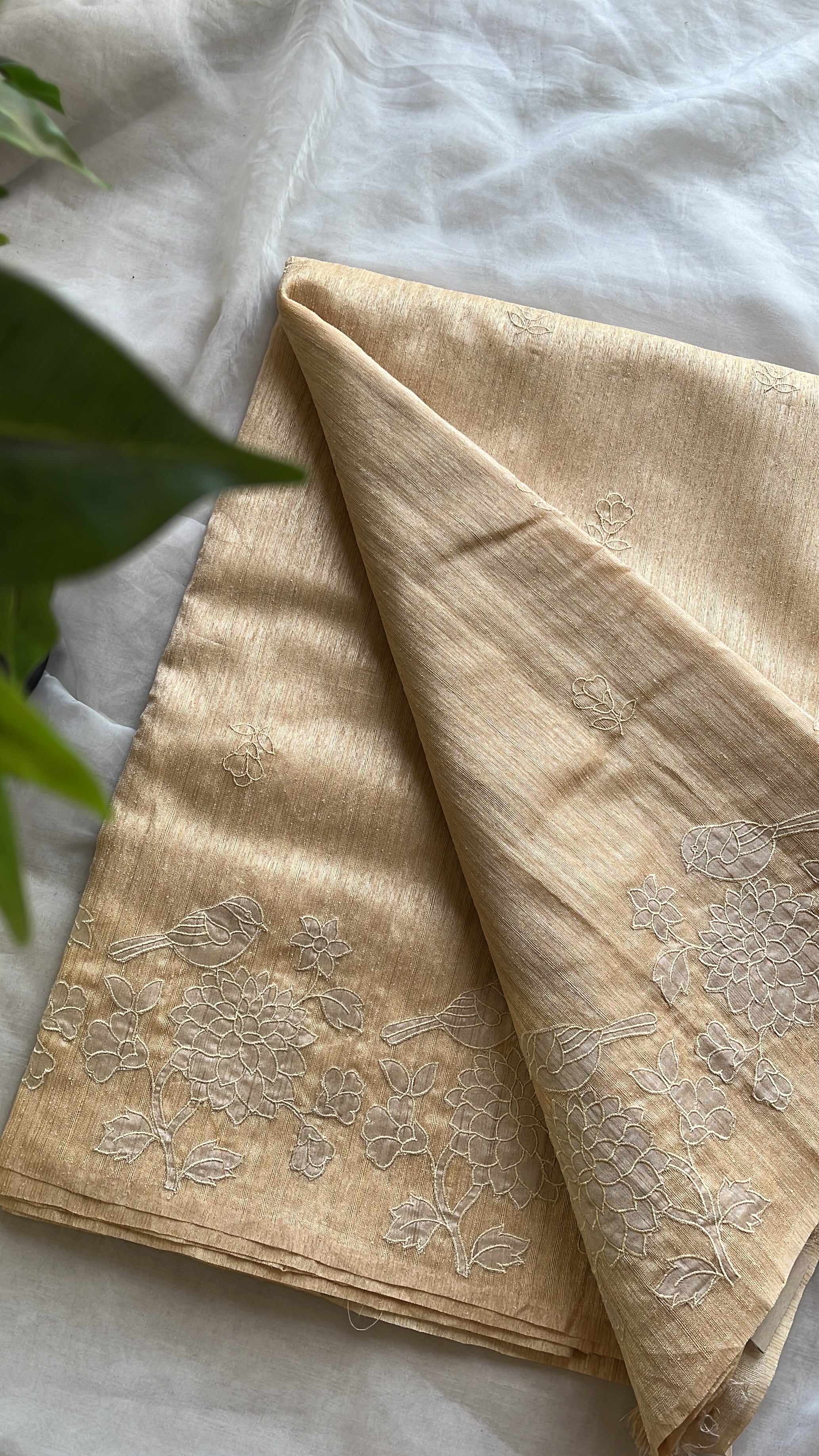 Beige semi tussar saree