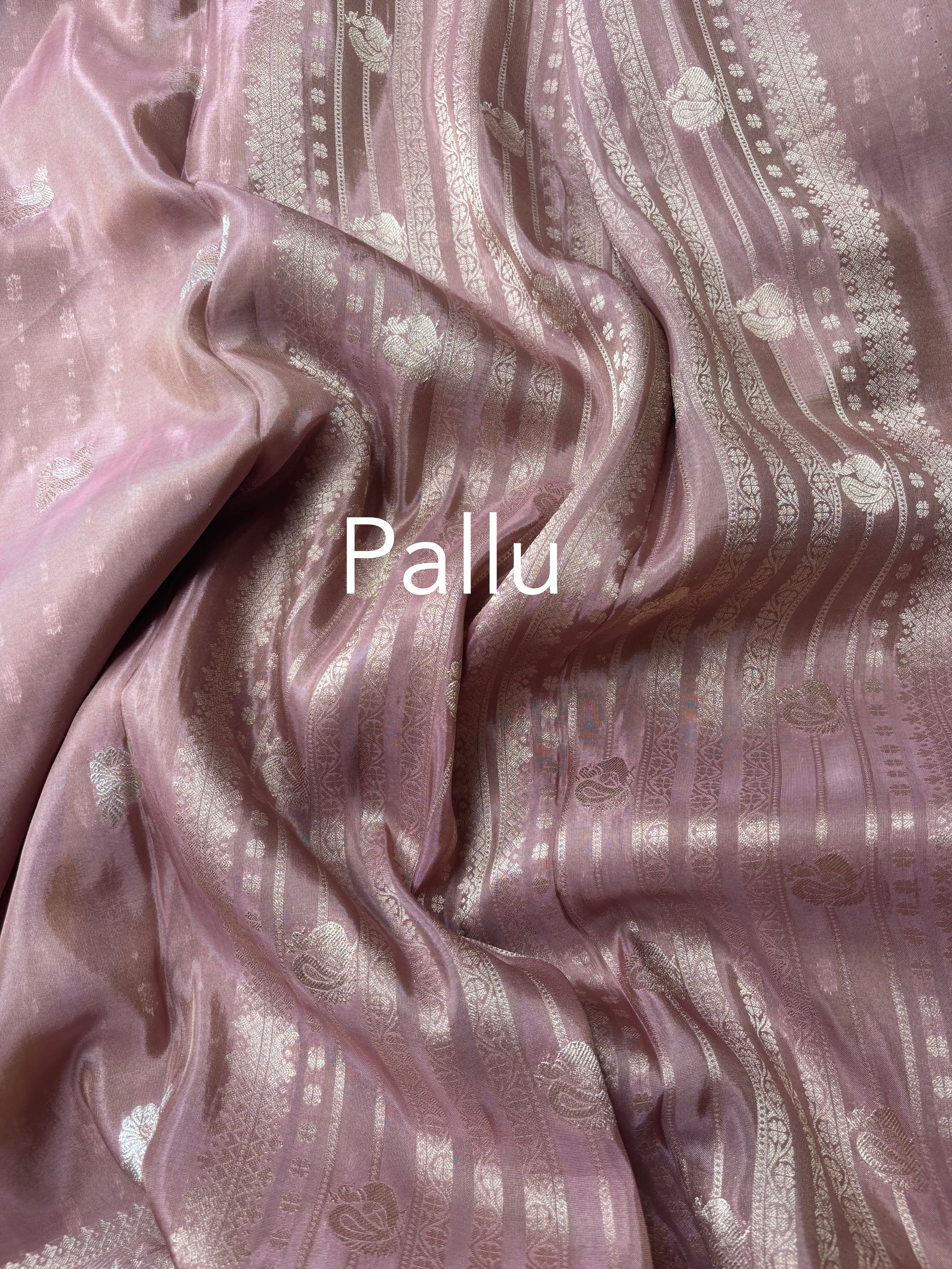 Onion Pink with Green Blouse Tissue Saree