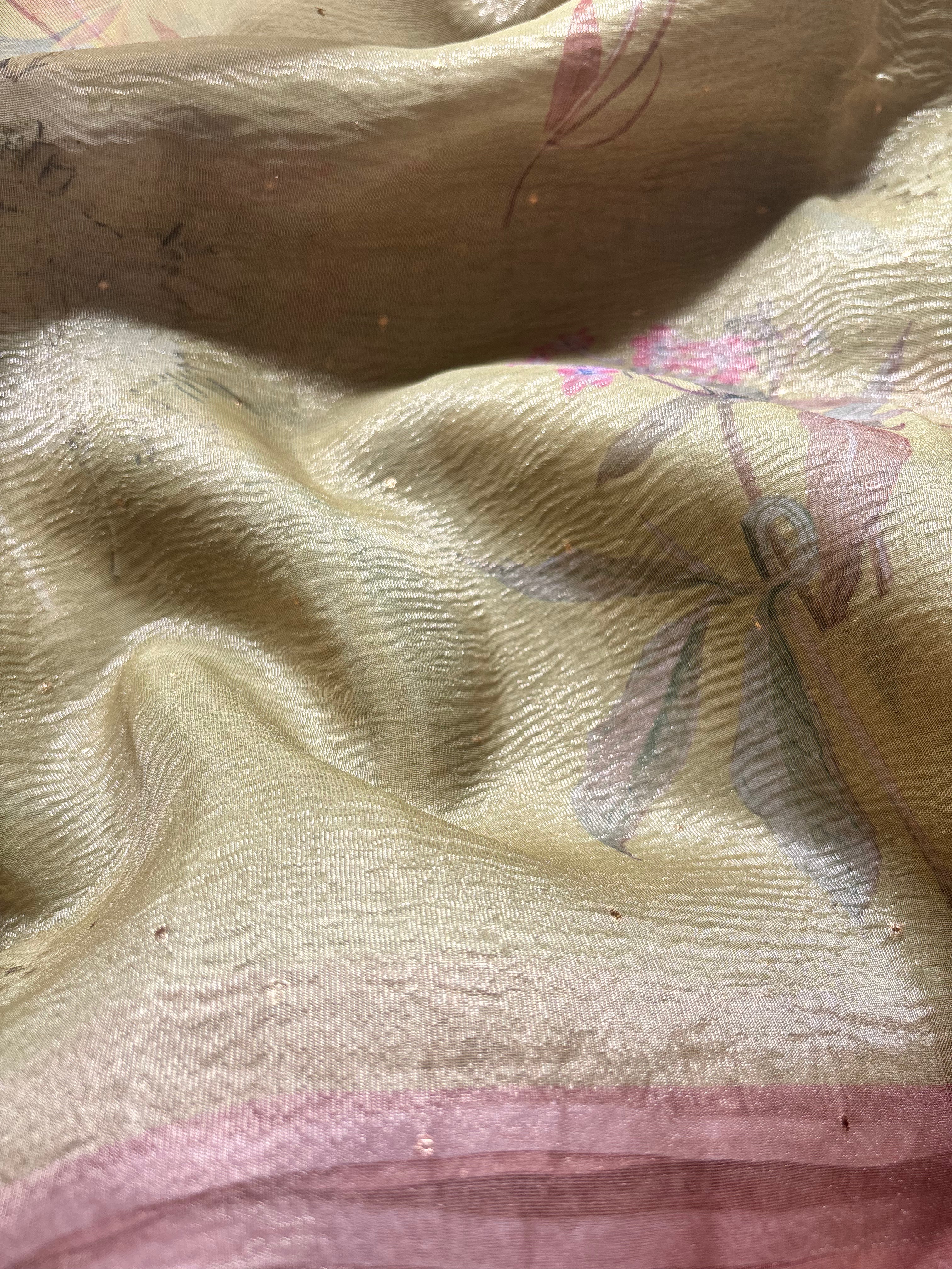 Pastel Yellow Tissue Saree