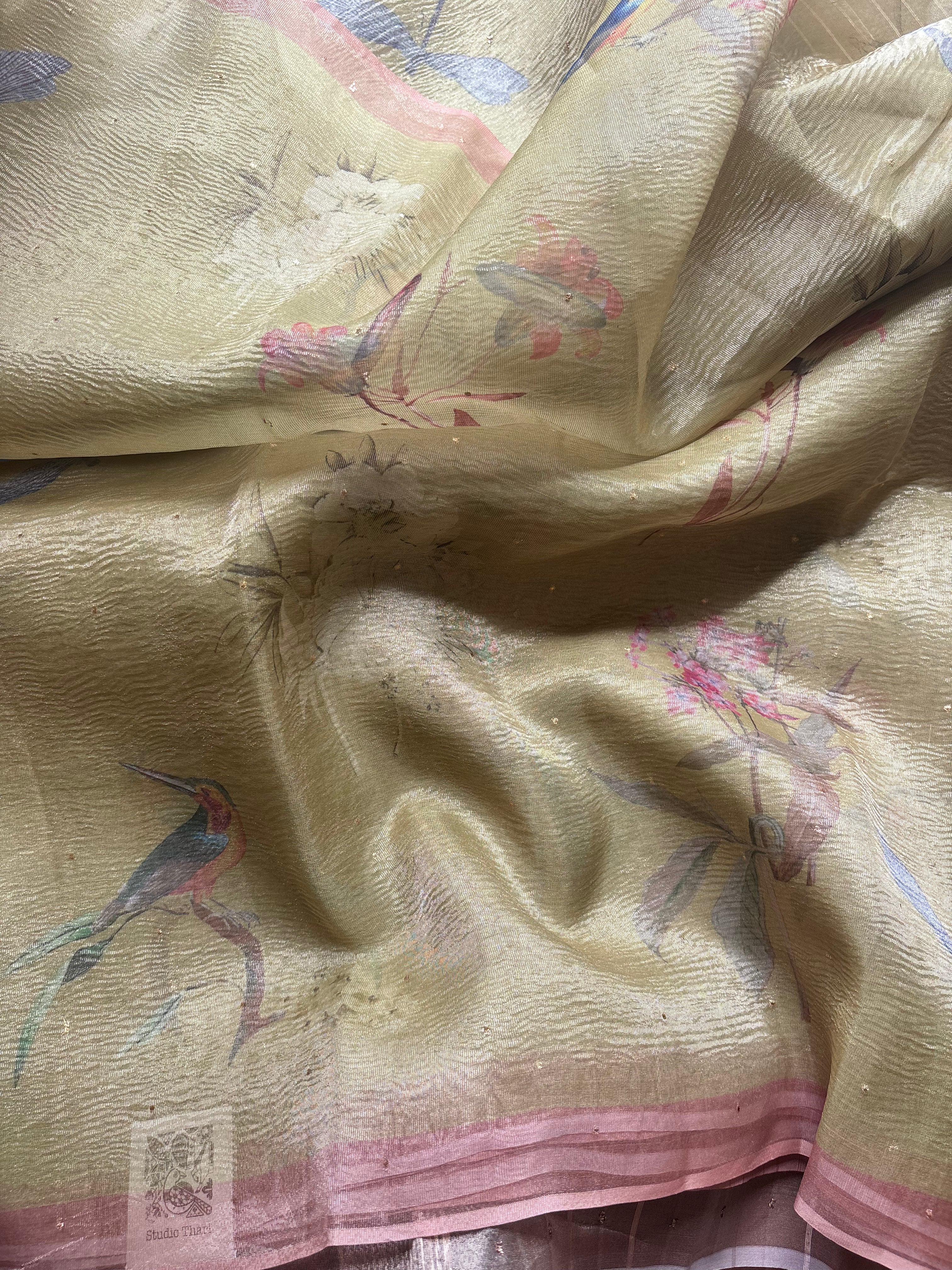 Pastel Yellow Tissue Saree