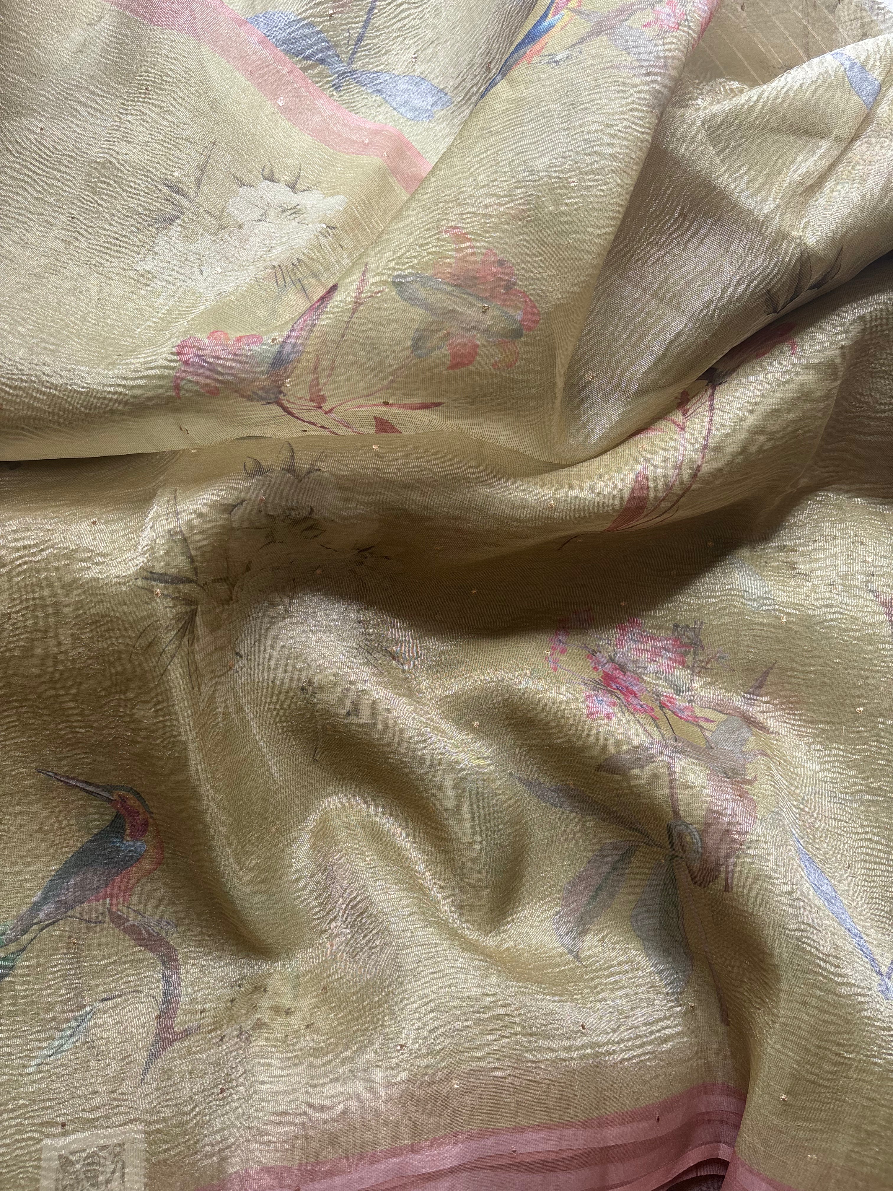 Pastel Yellow Tissue Saree