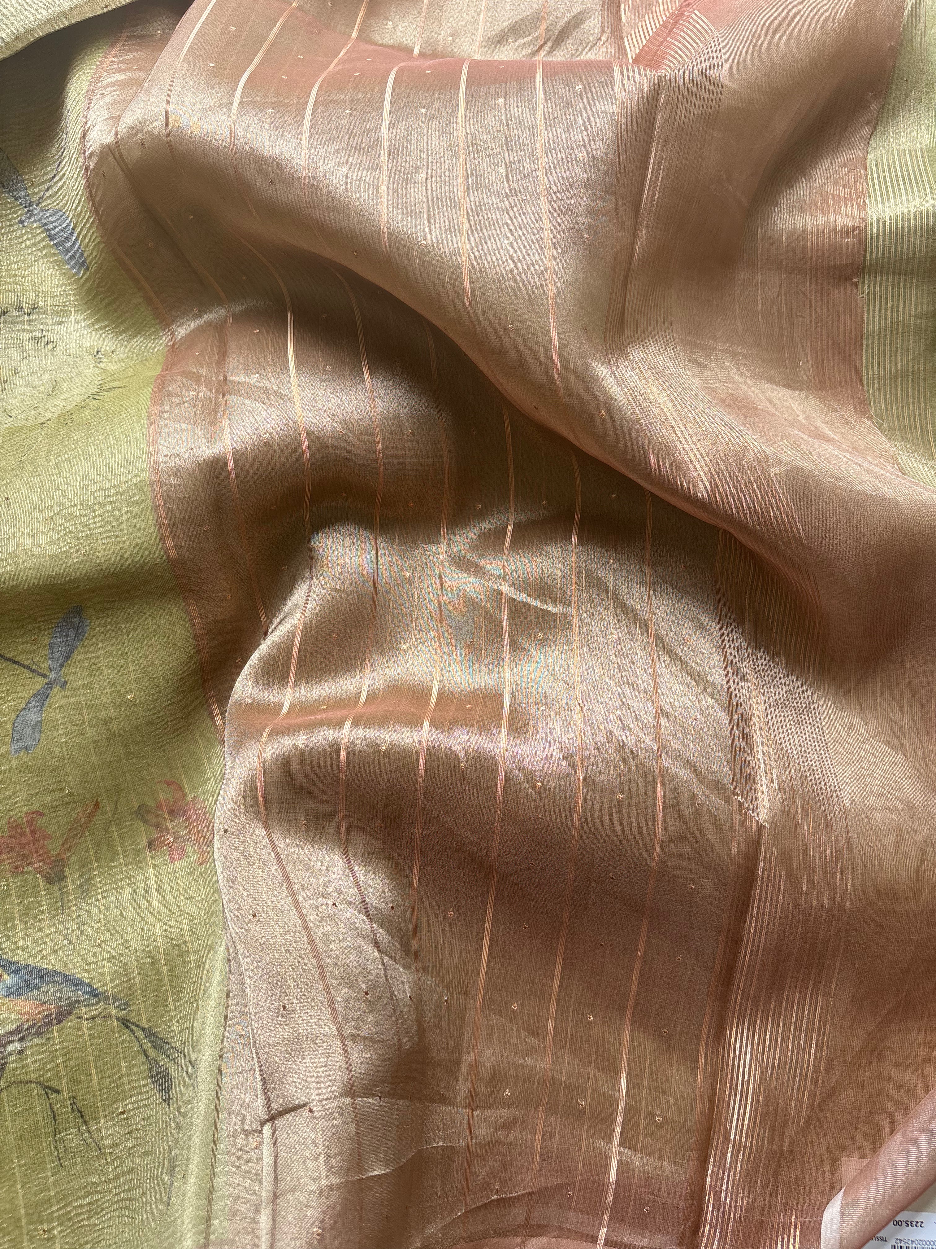 Pastel Yellow Tissue Saree