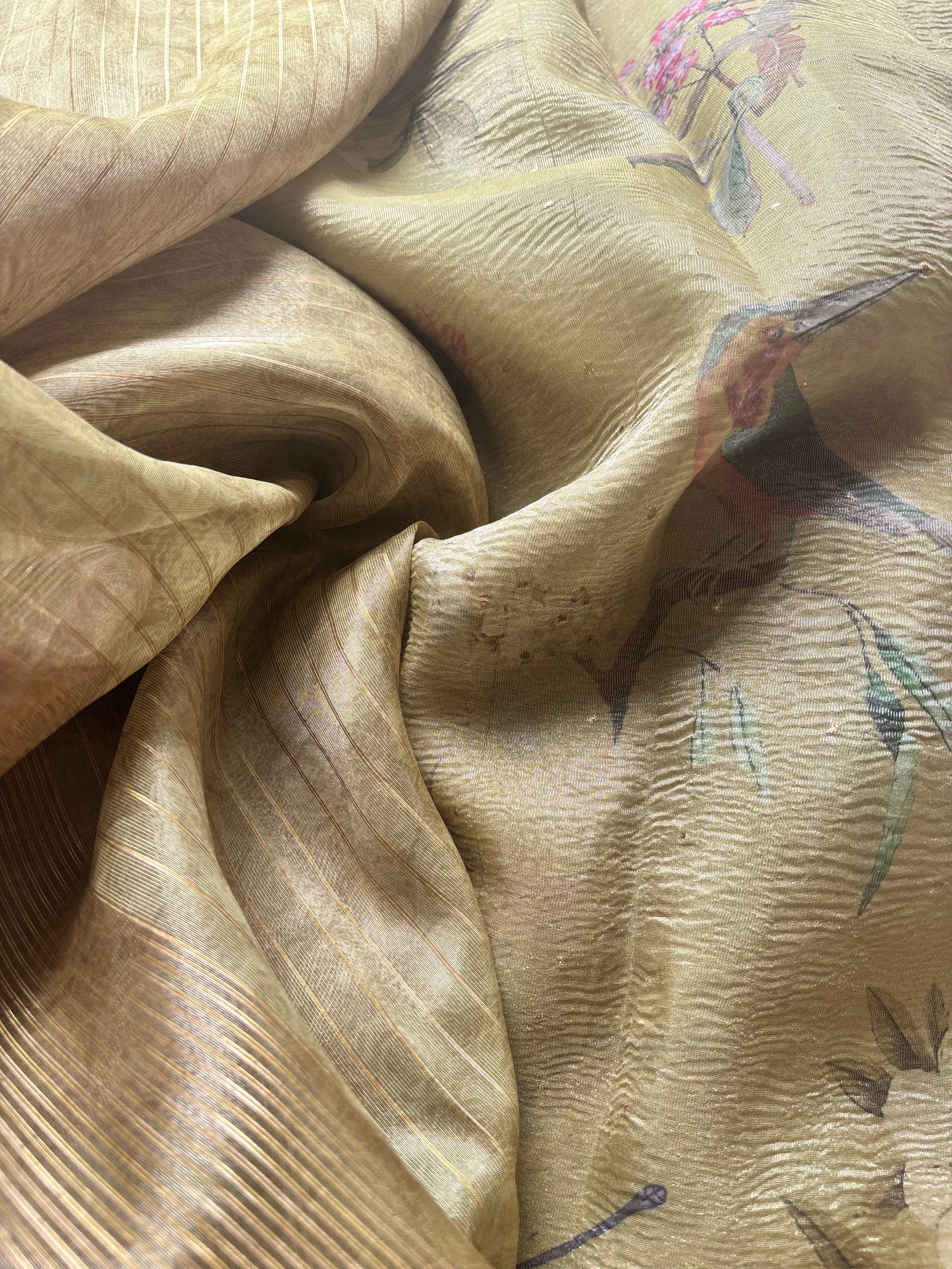 Pastel Yellow Tissue Saree