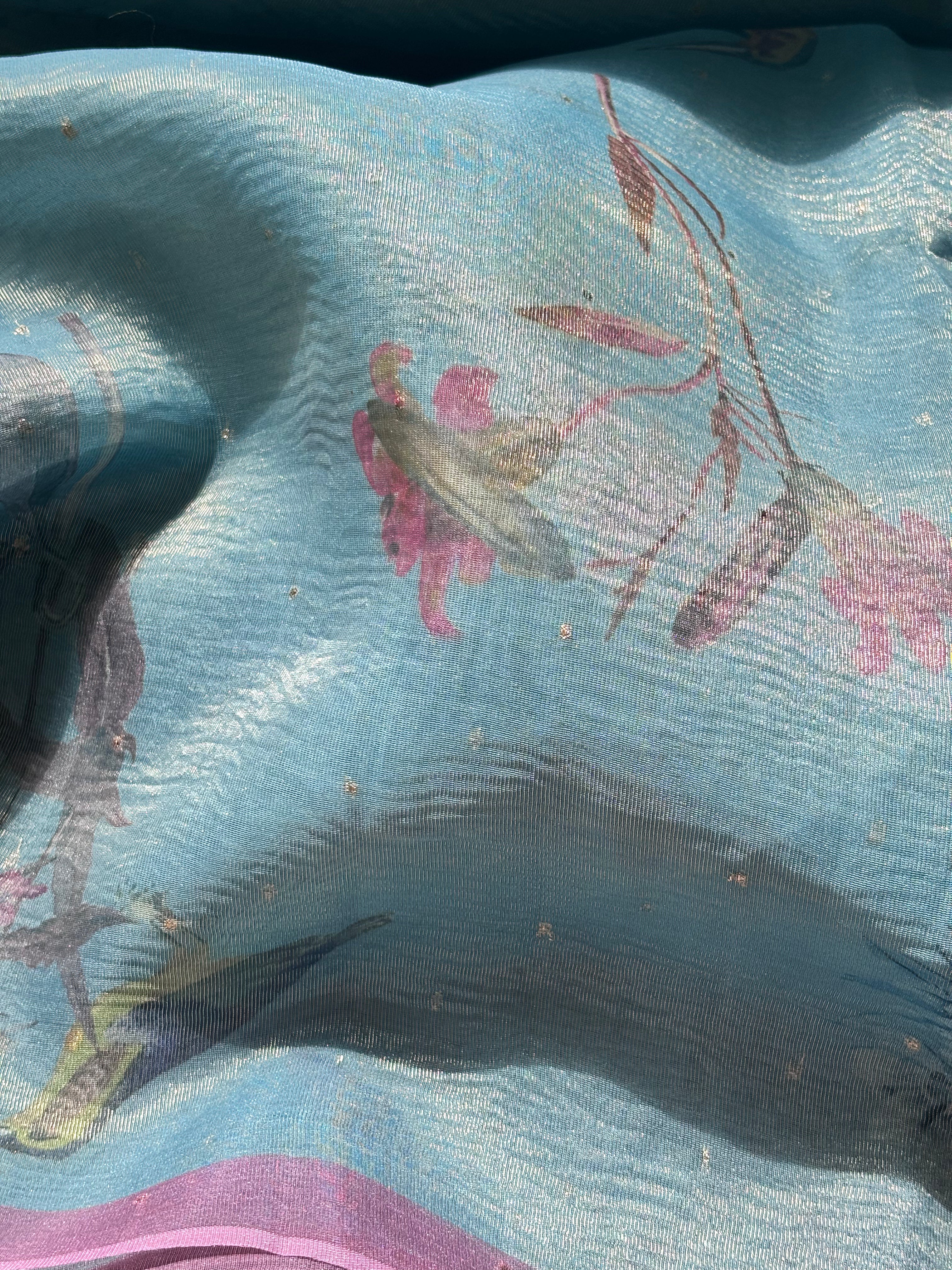 Pastel Blue Tissue Saree