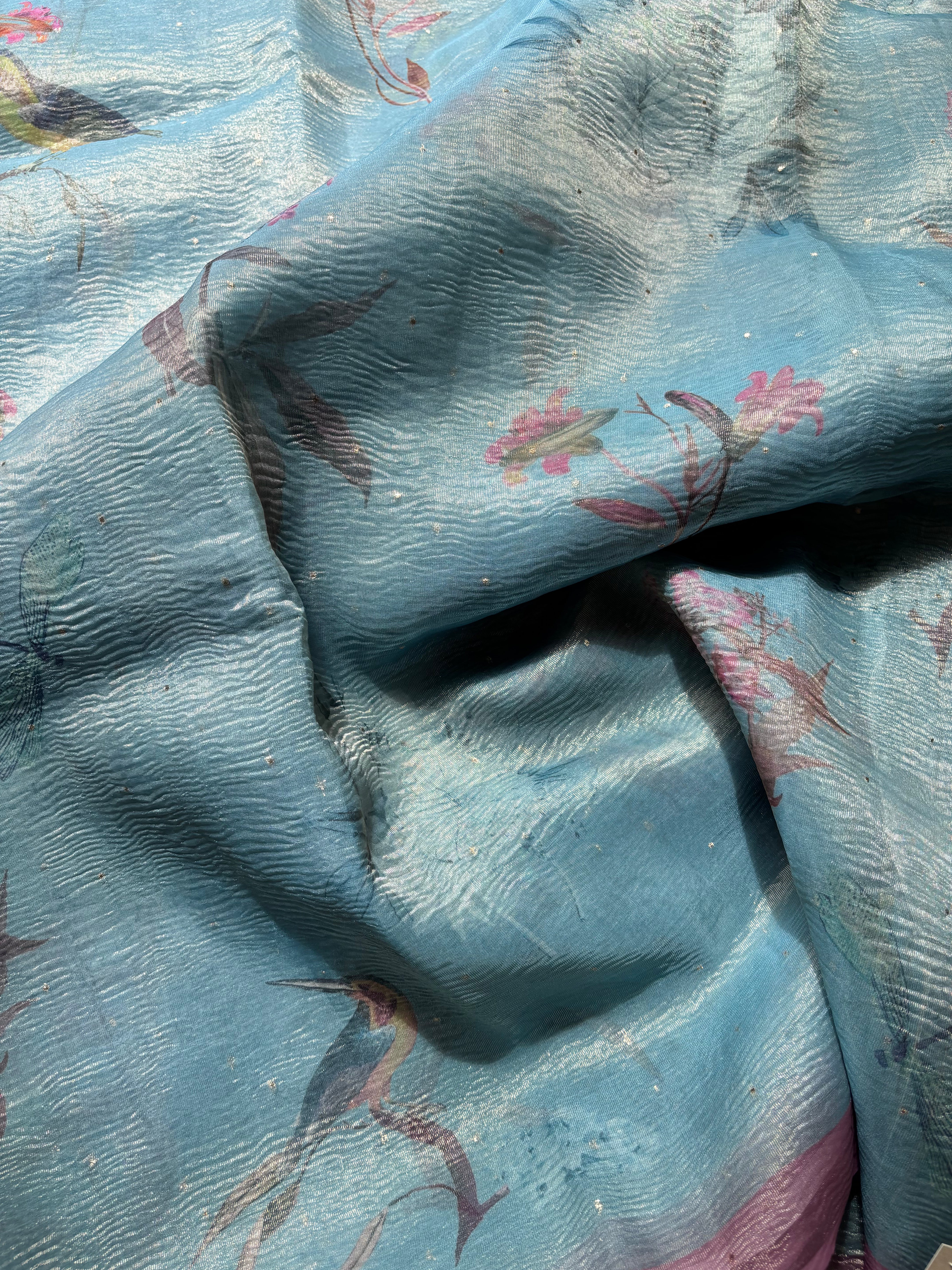 Pastel Blue Tissue Saree