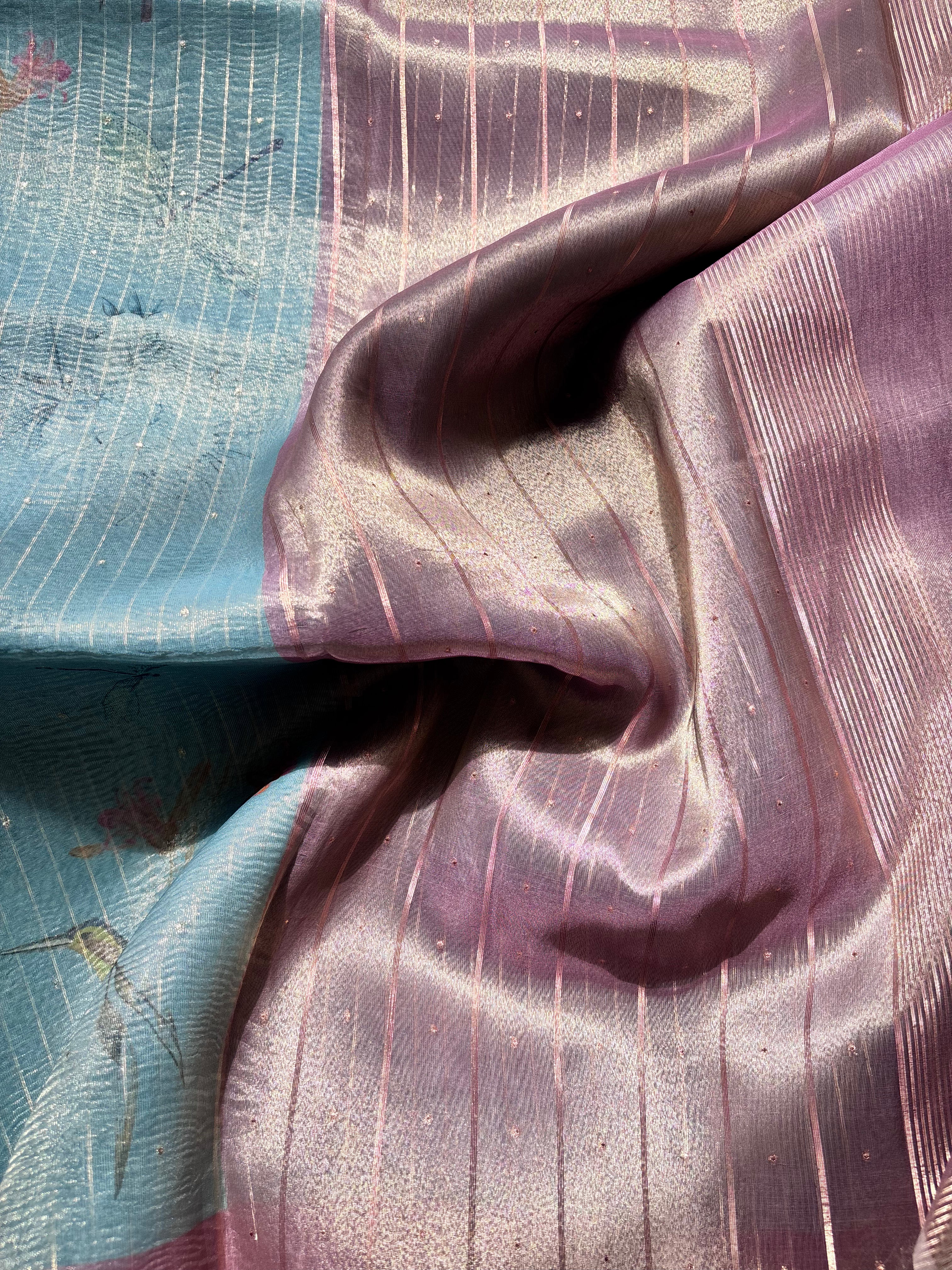 Pastel Blue Tissue Saree