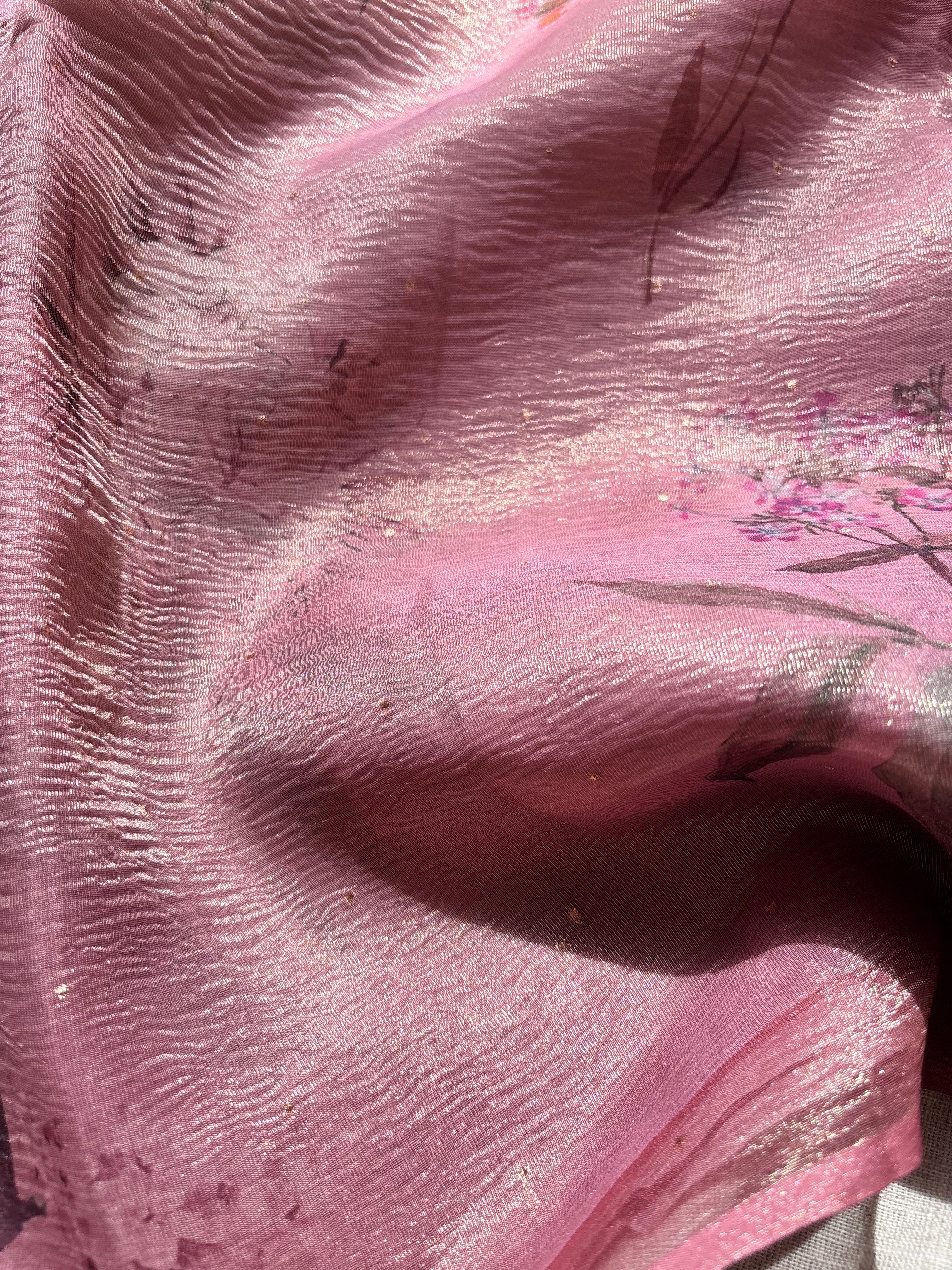 Pastel Pink Tissue Saree