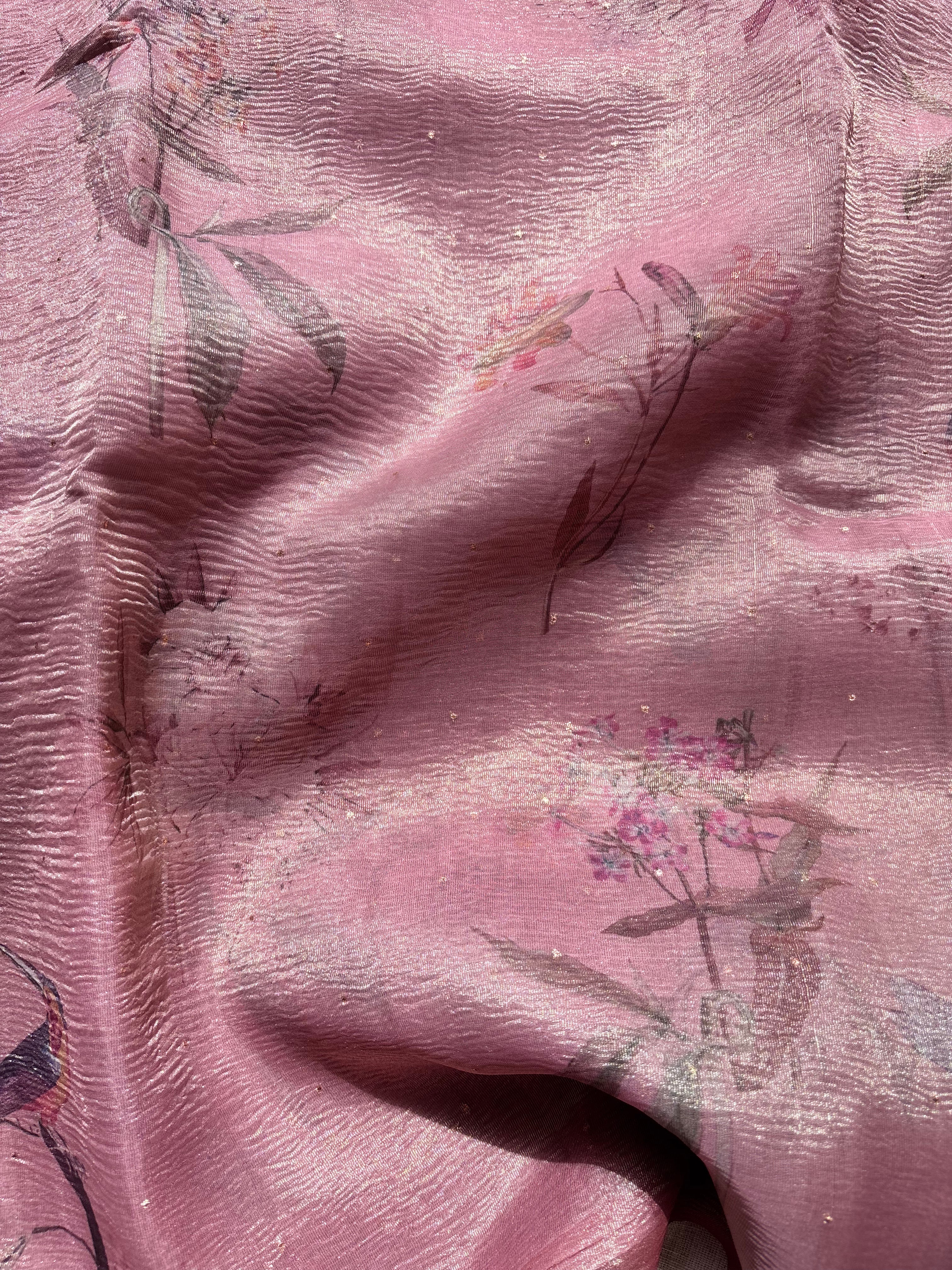 Pastel Pink Tissue Saree