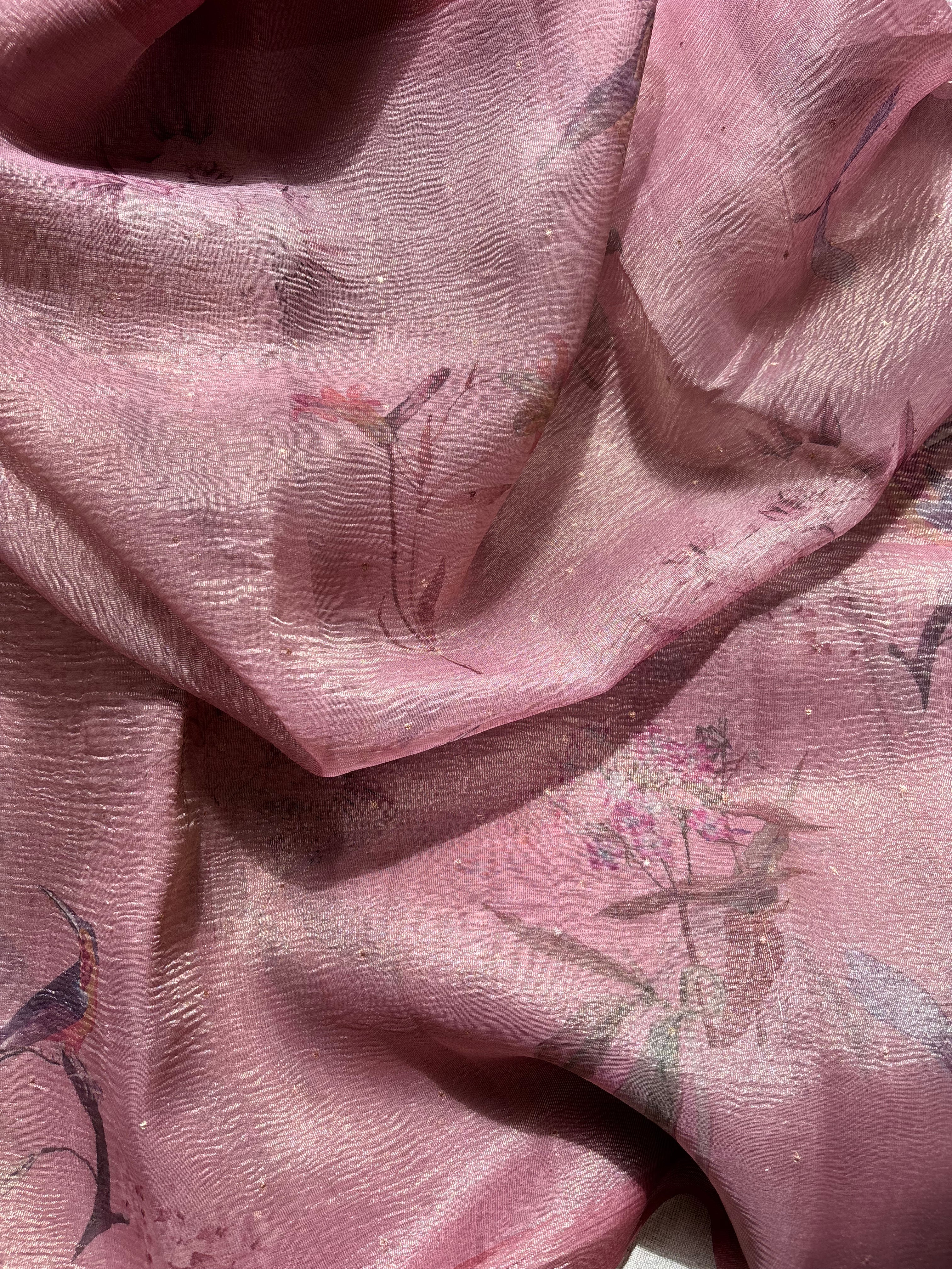Pastel Pink Tissue Saree