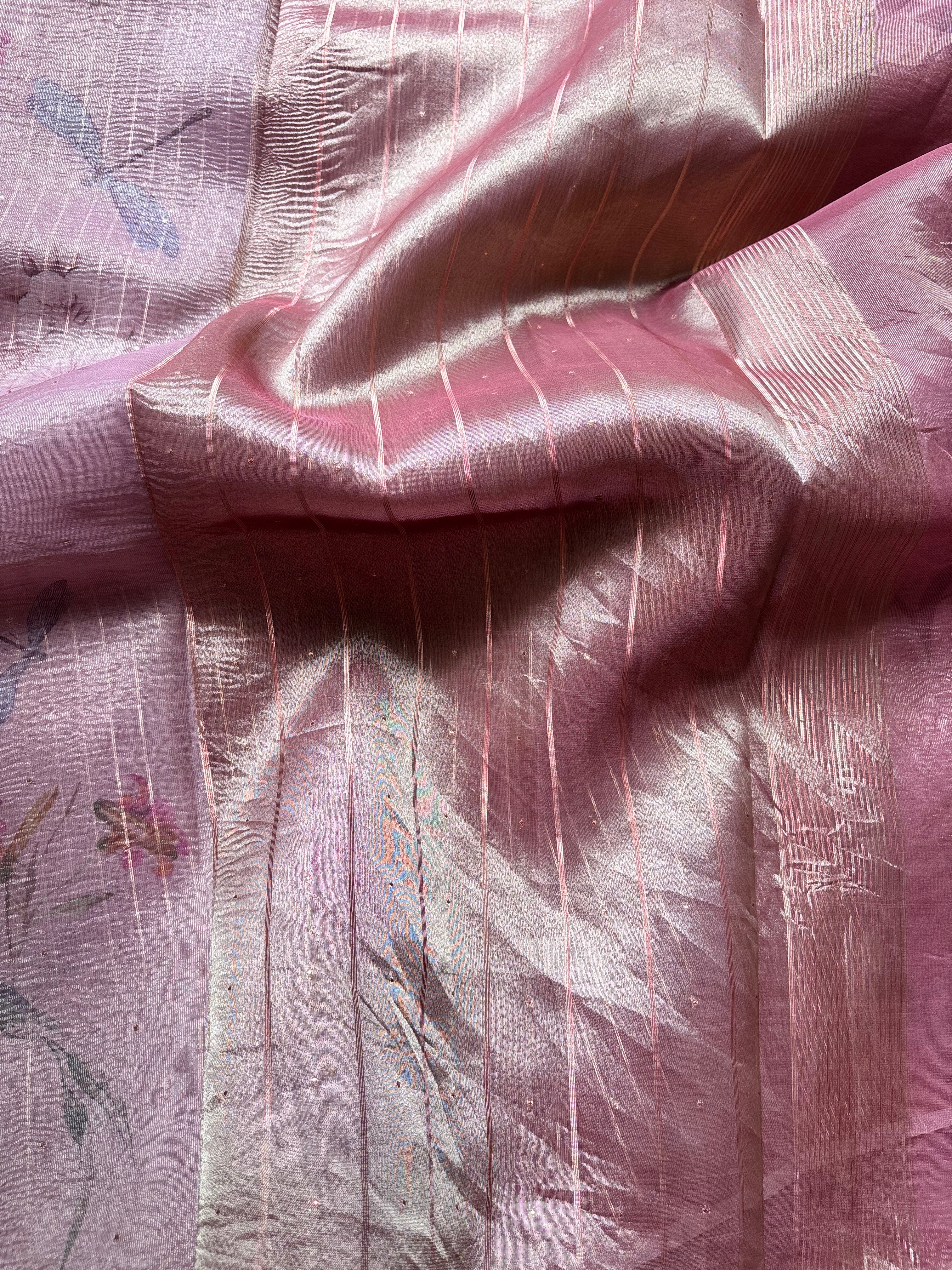 Pastel Pink Tissue Saree