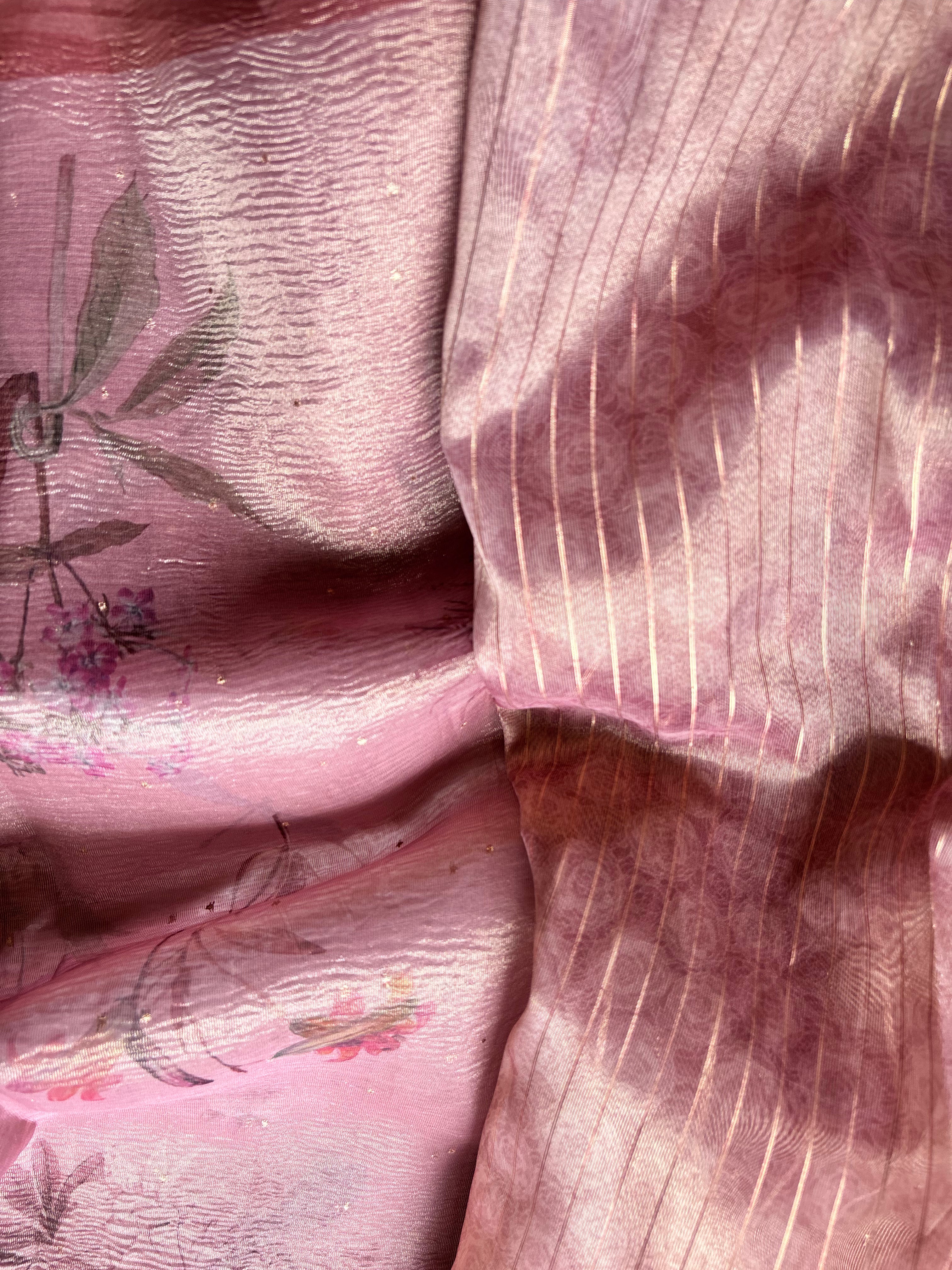 Pastel Pink Tissue Saree