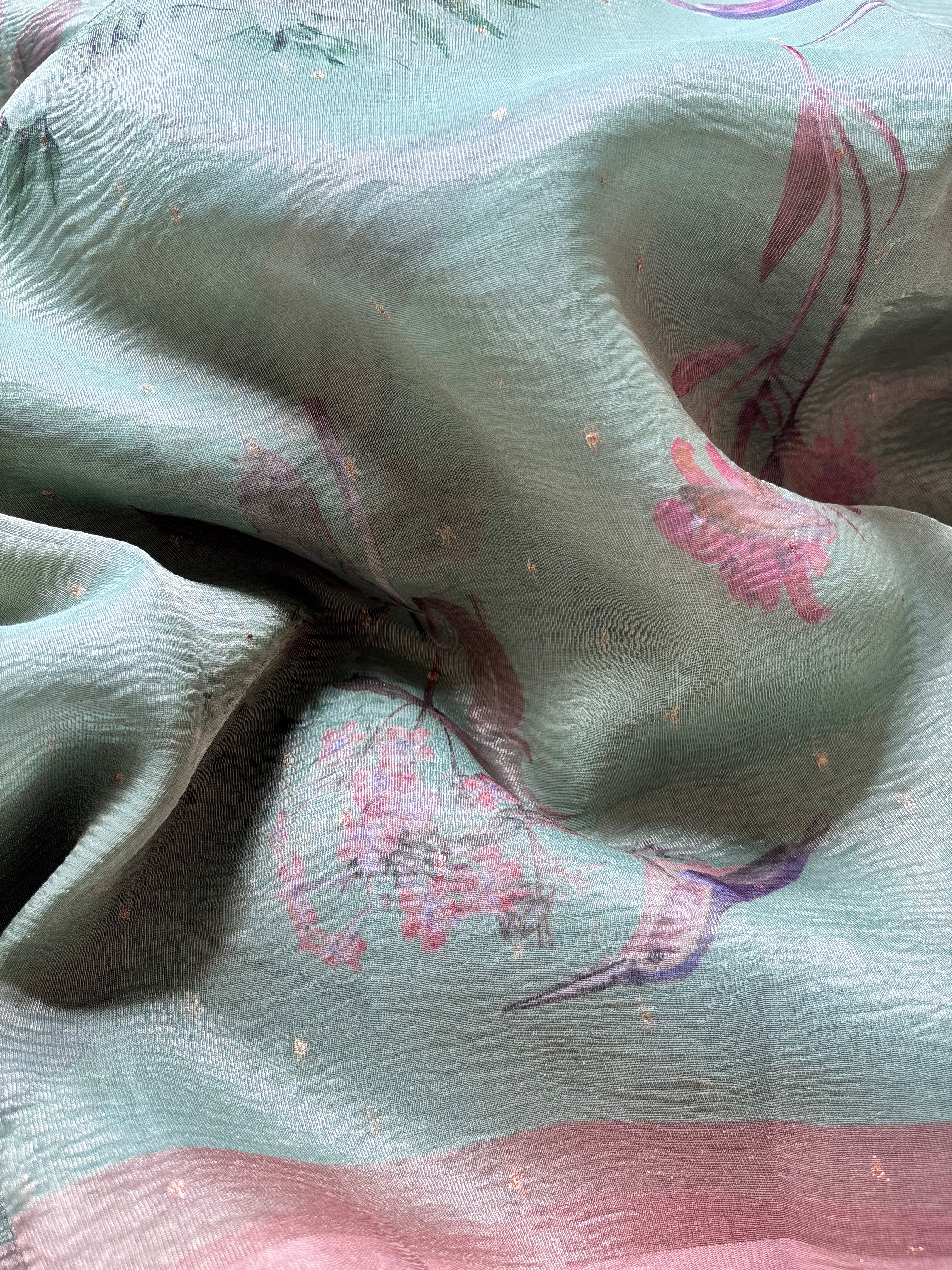 Pastel Green Tissue Saree