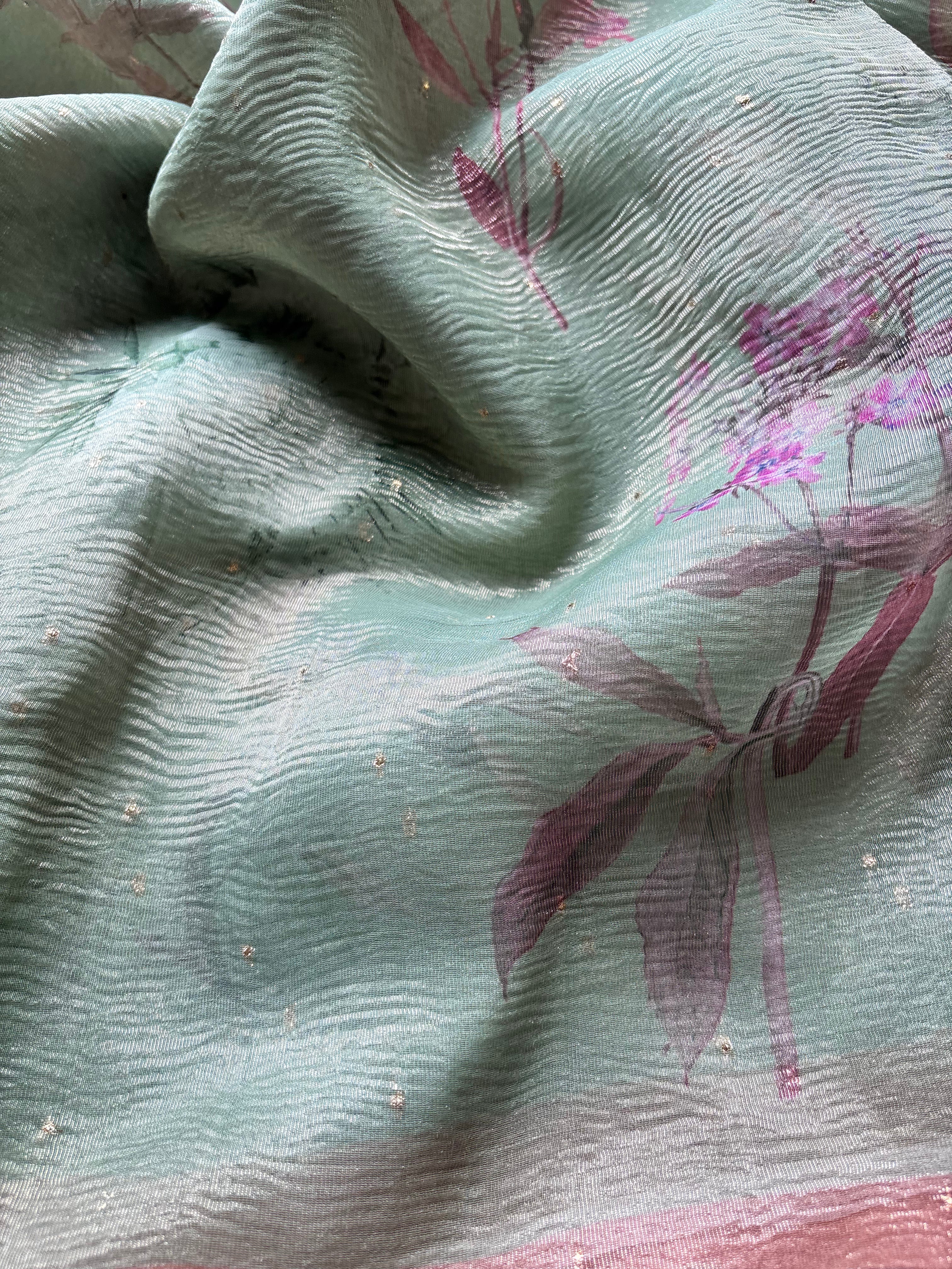 Pastel Green Tissue Saree