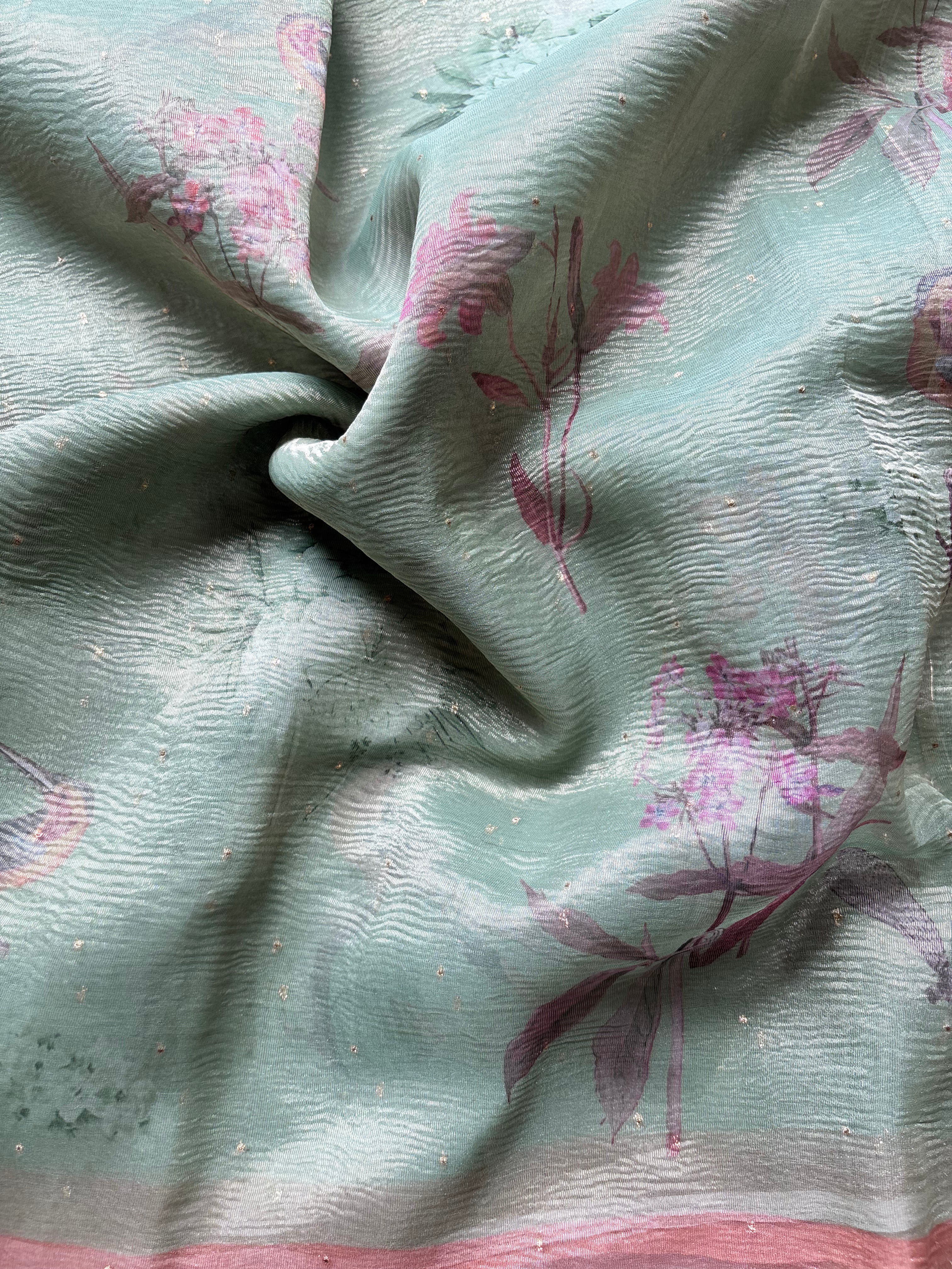 Pastel Green Tissue Saree