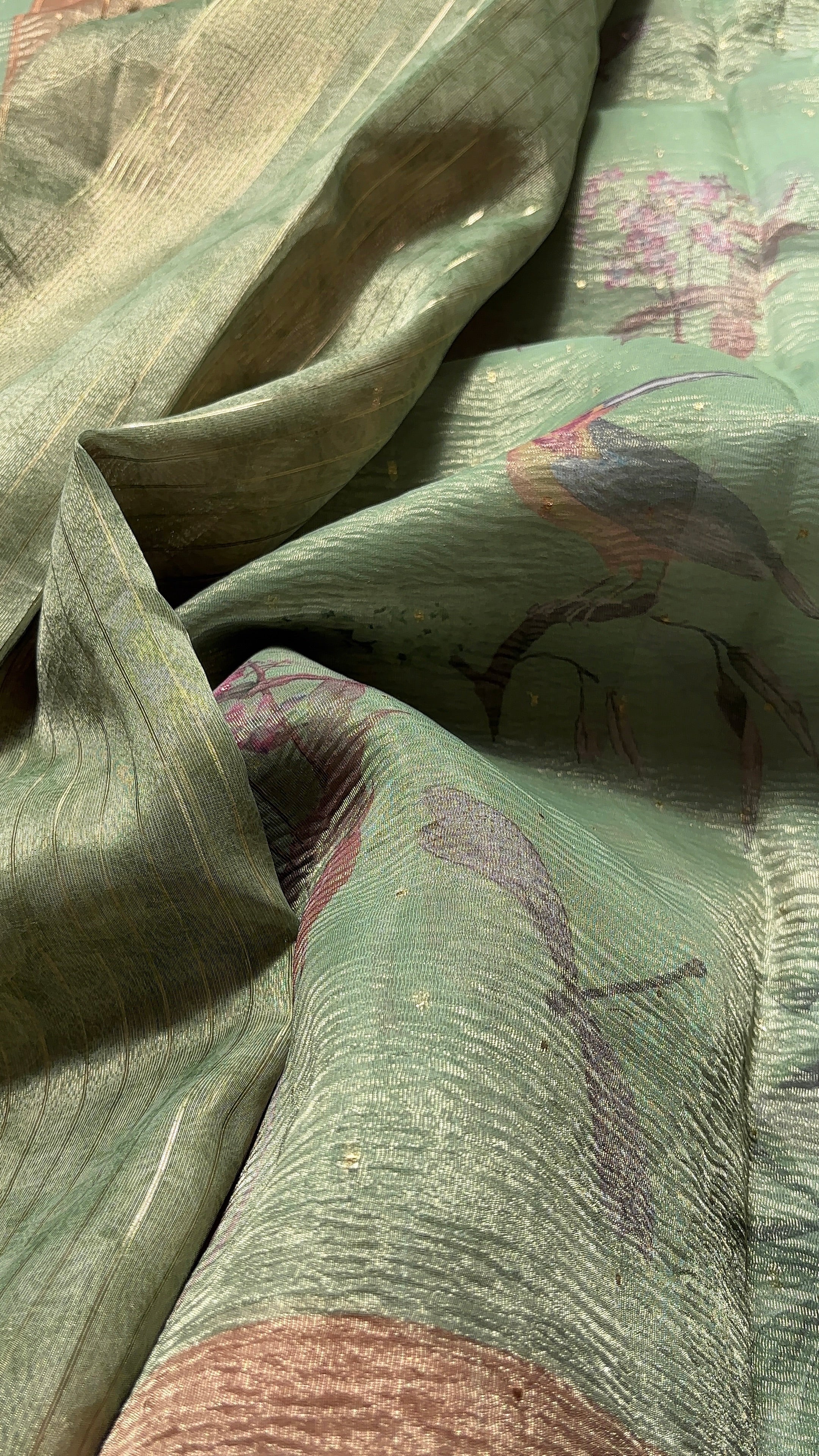 Pastel Green Tissue Saree