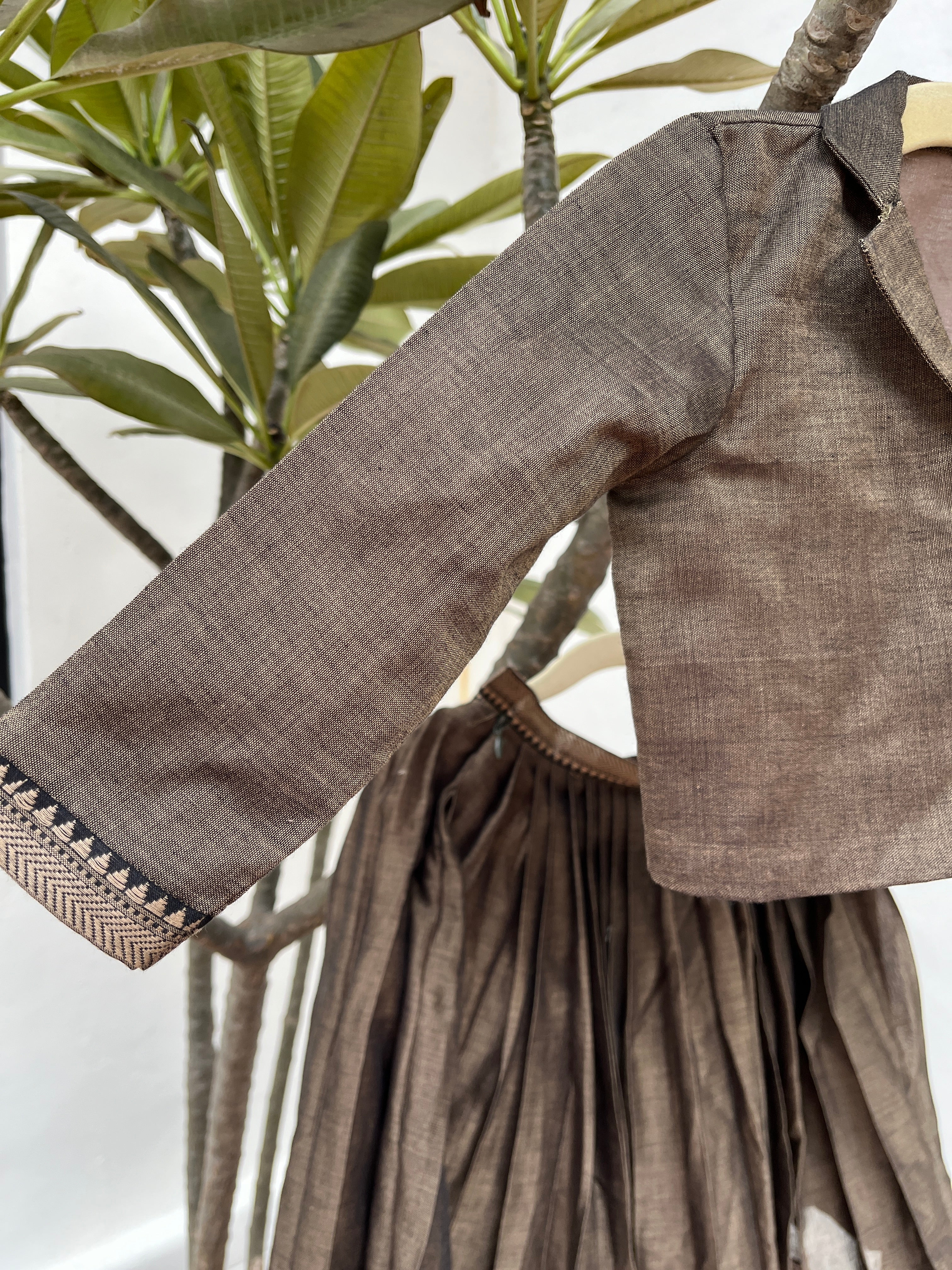 Antique Olive Skirt & Top with full sleeves