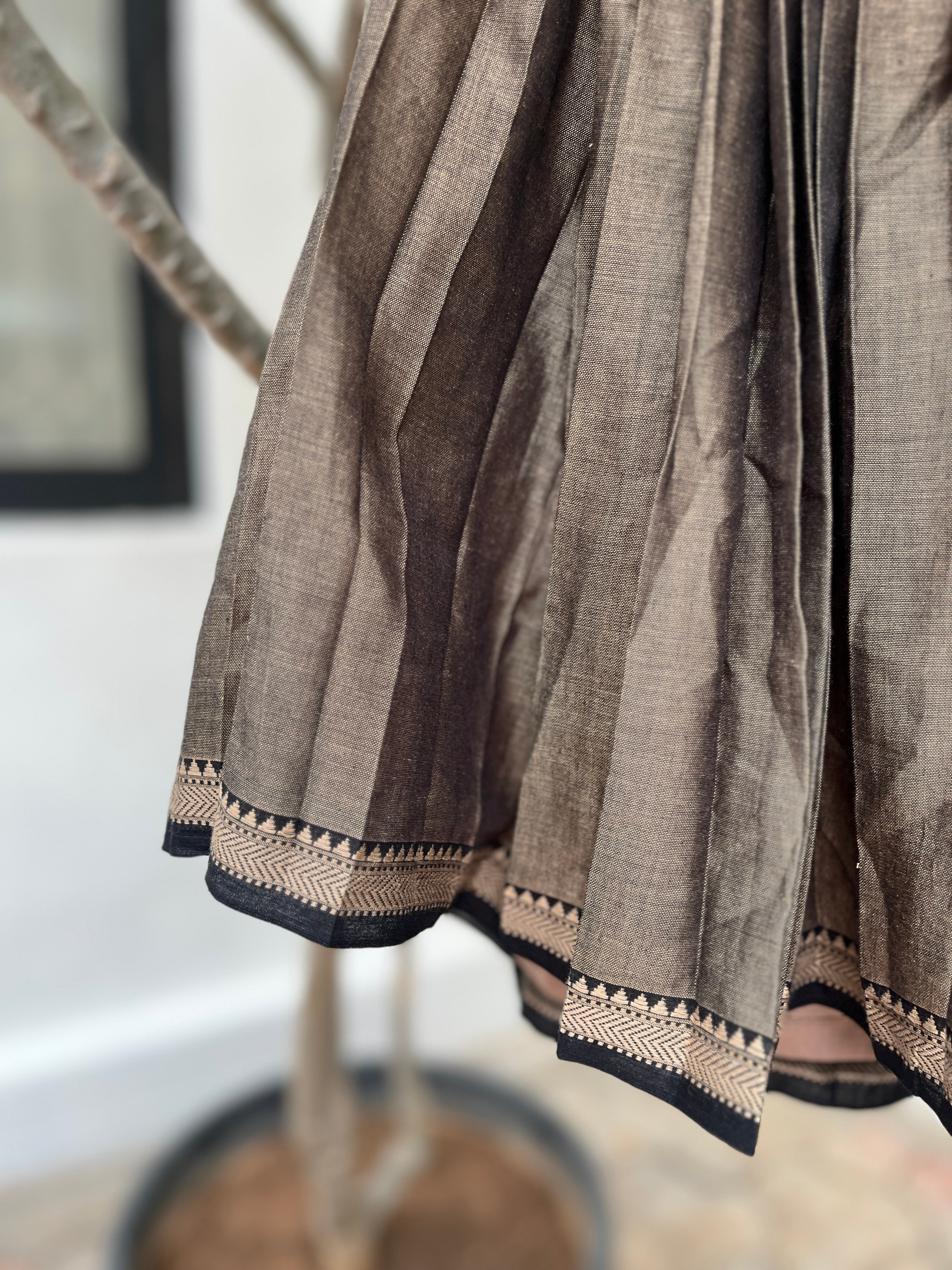 Antique Olive Skirt & Top with full sleeves