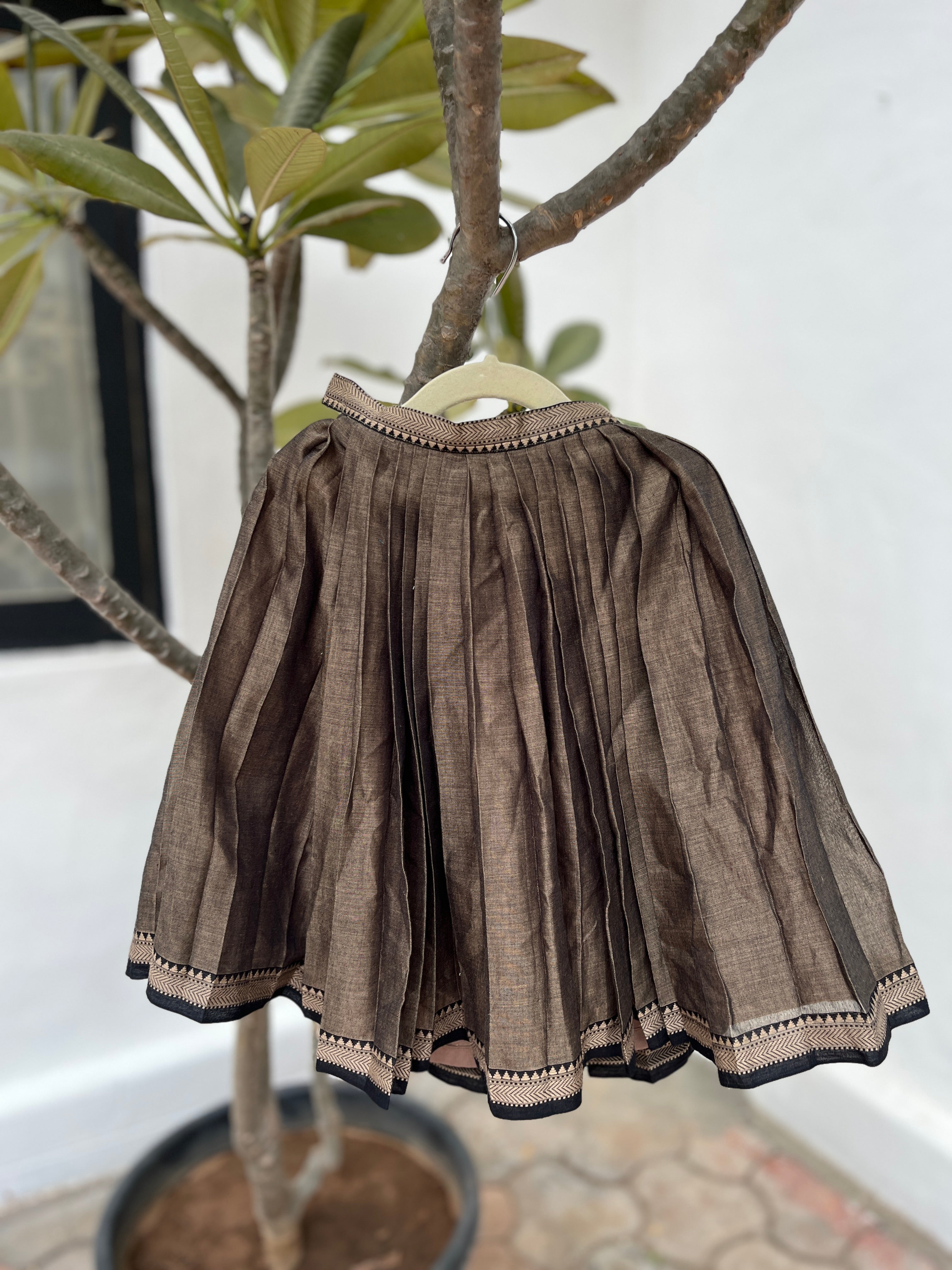 Antique Olive Skirt & Top with full sleeves