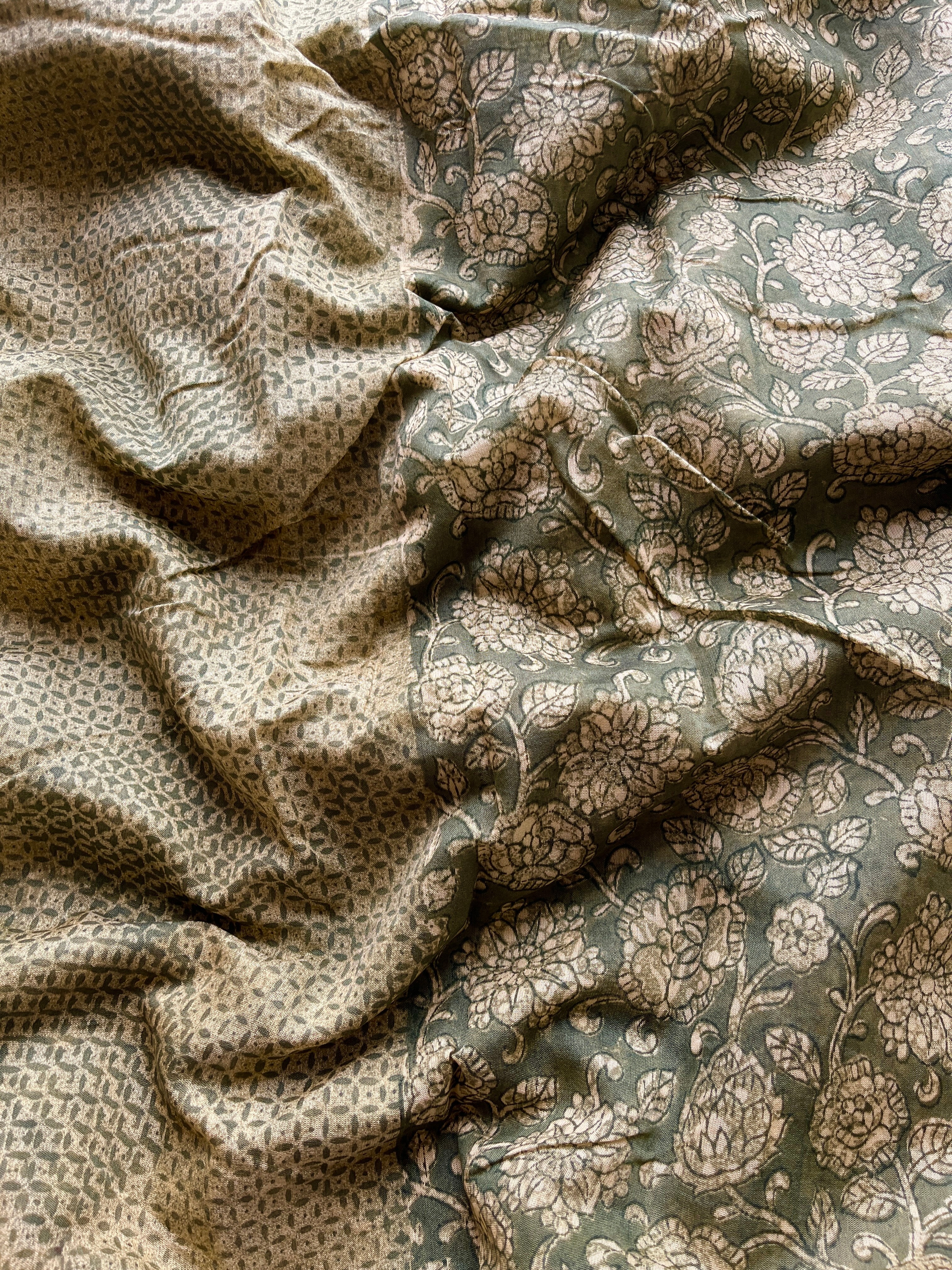 Green Chanderi Floral printed saree