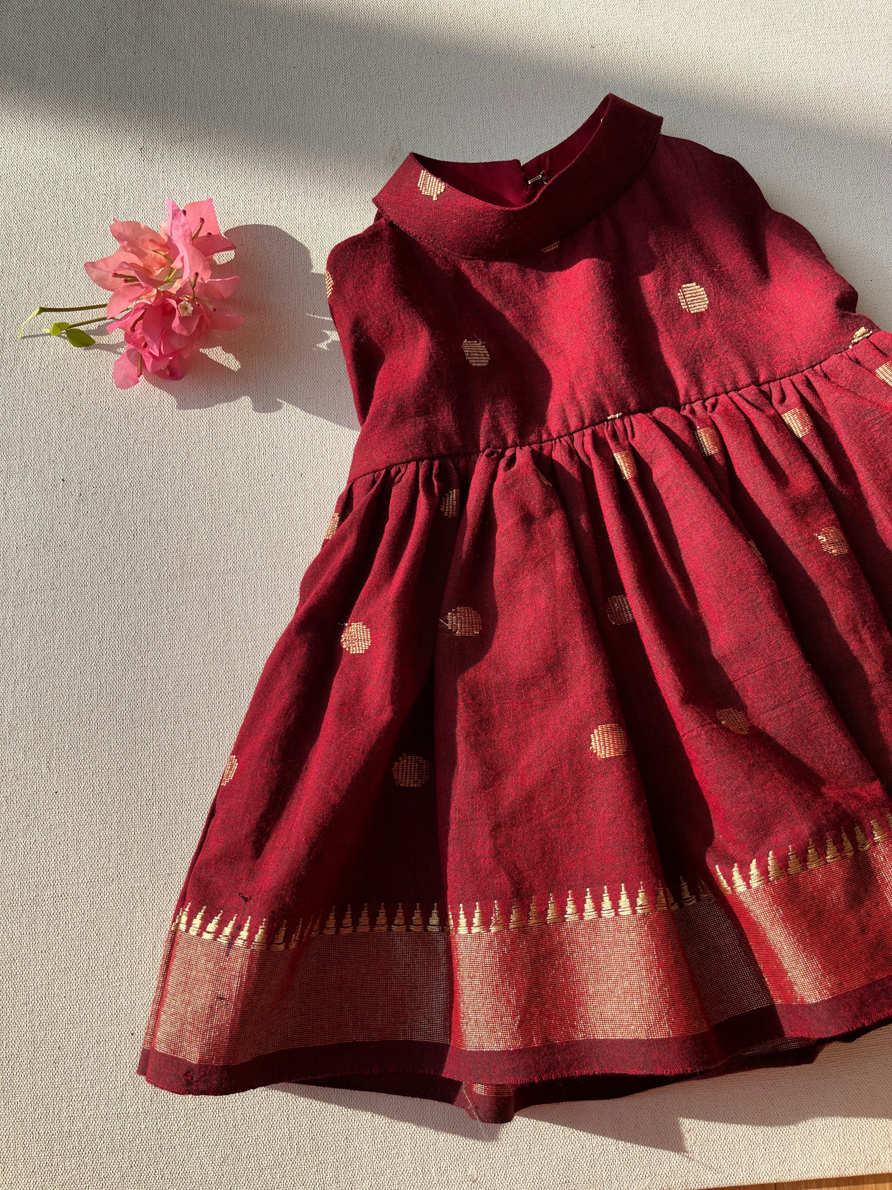 Maroon Scallop Frock