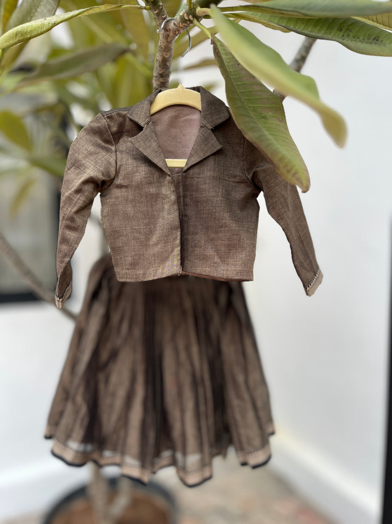 Antique Olive Skirt & Top with full sleeves