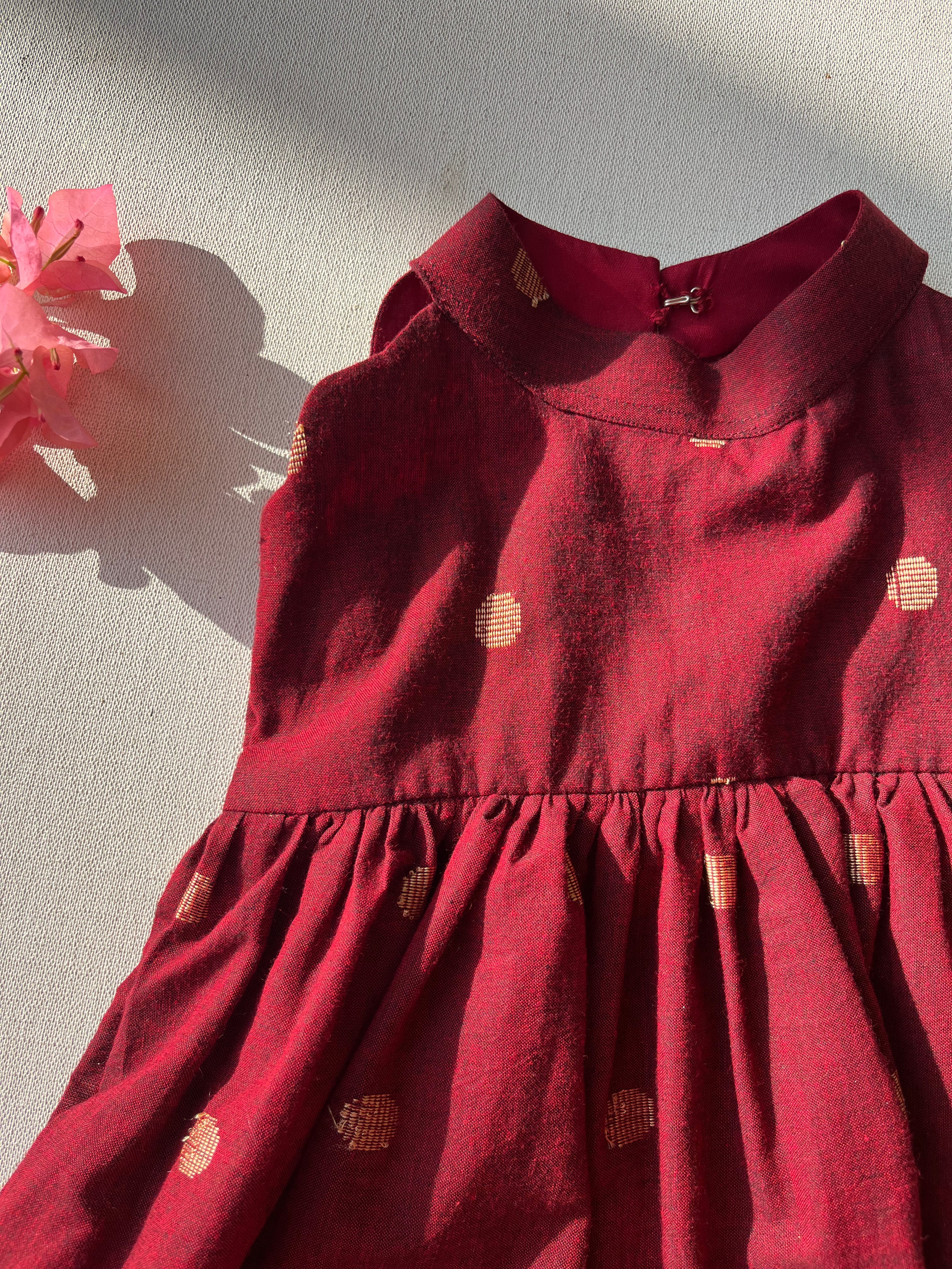 Maroon Scallop Frock