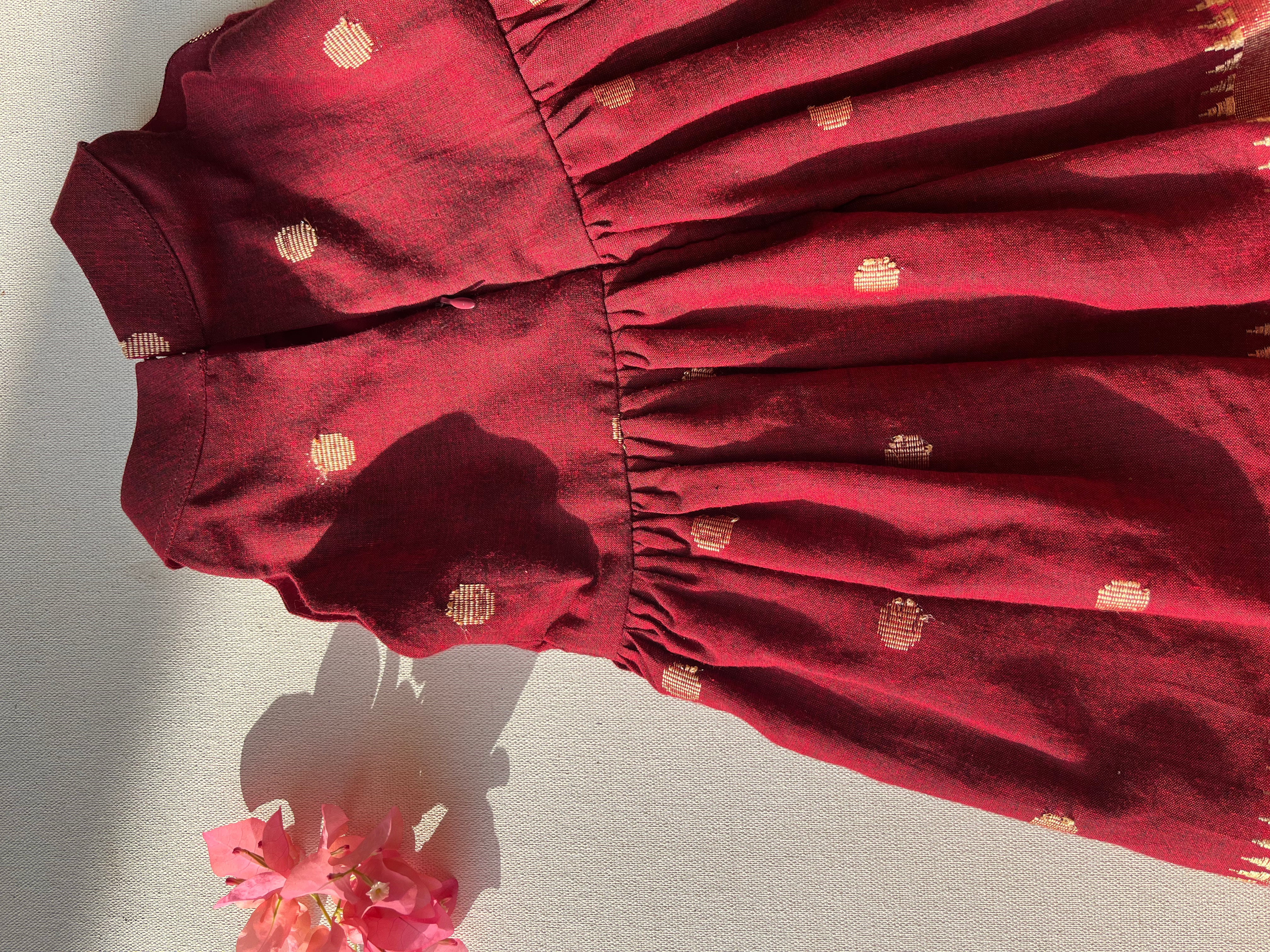 Maroon Scallop Frock