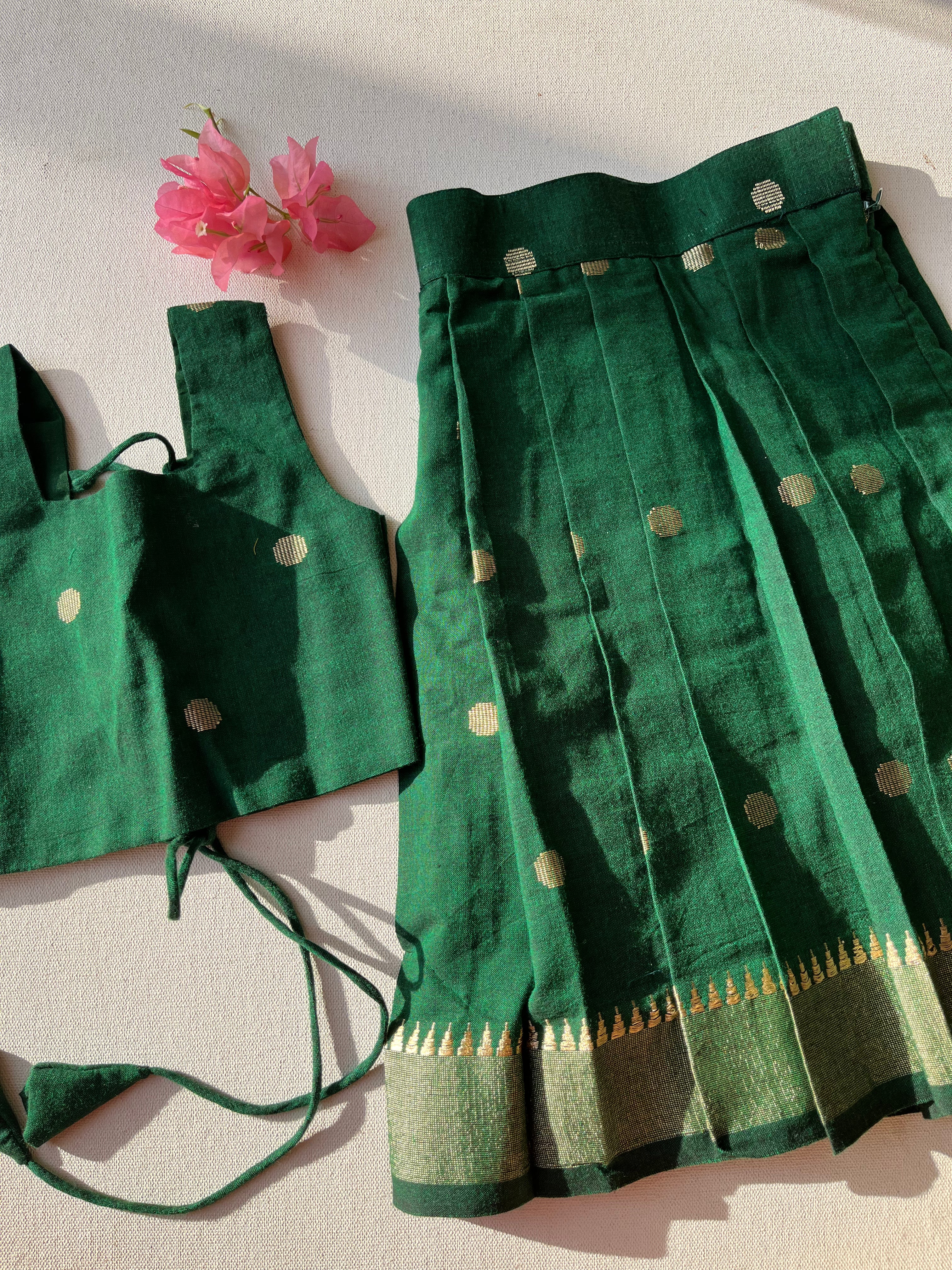 Bottle Green Skirt & Top set