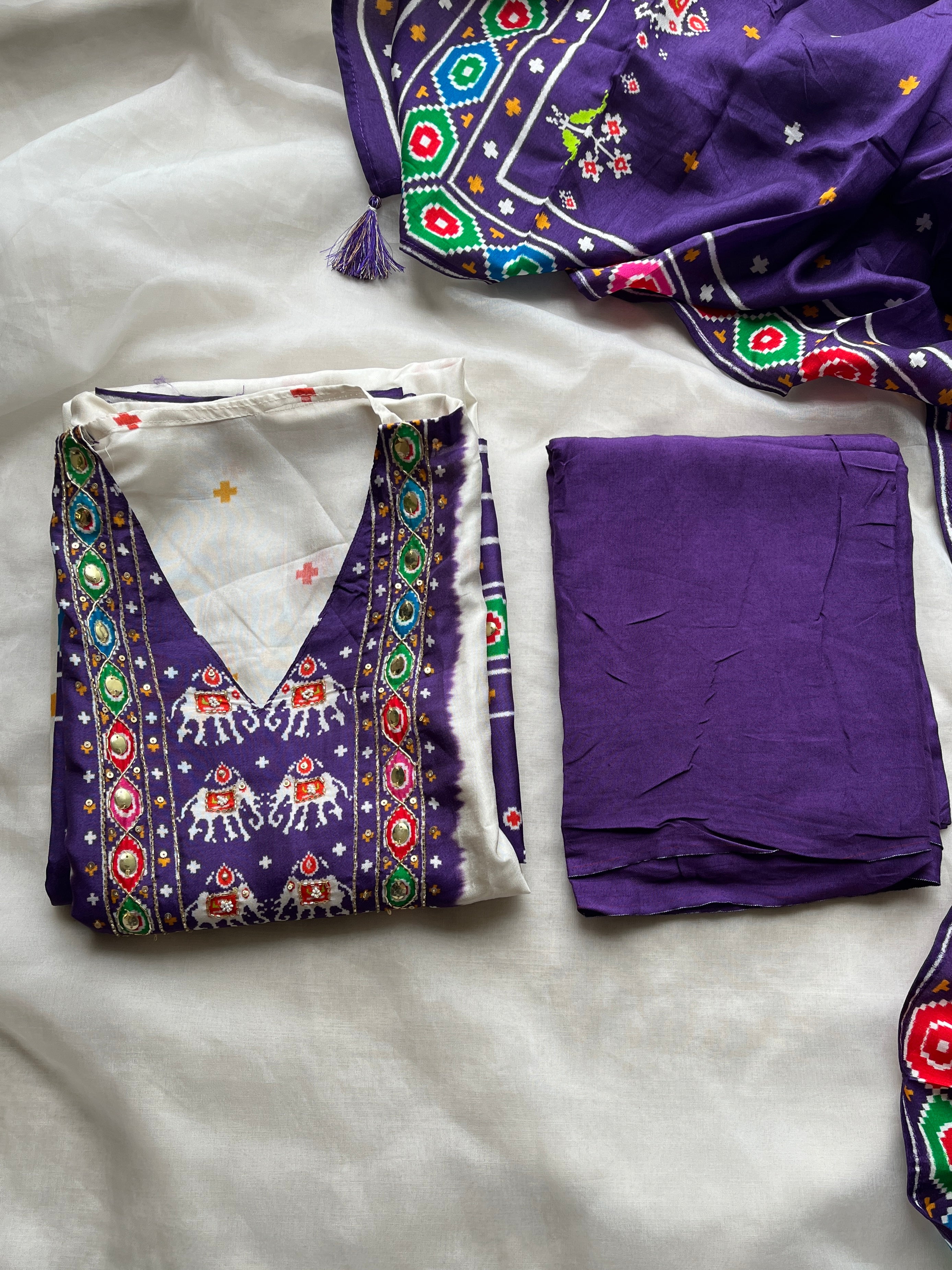 Violet Patola semi stitched suit set