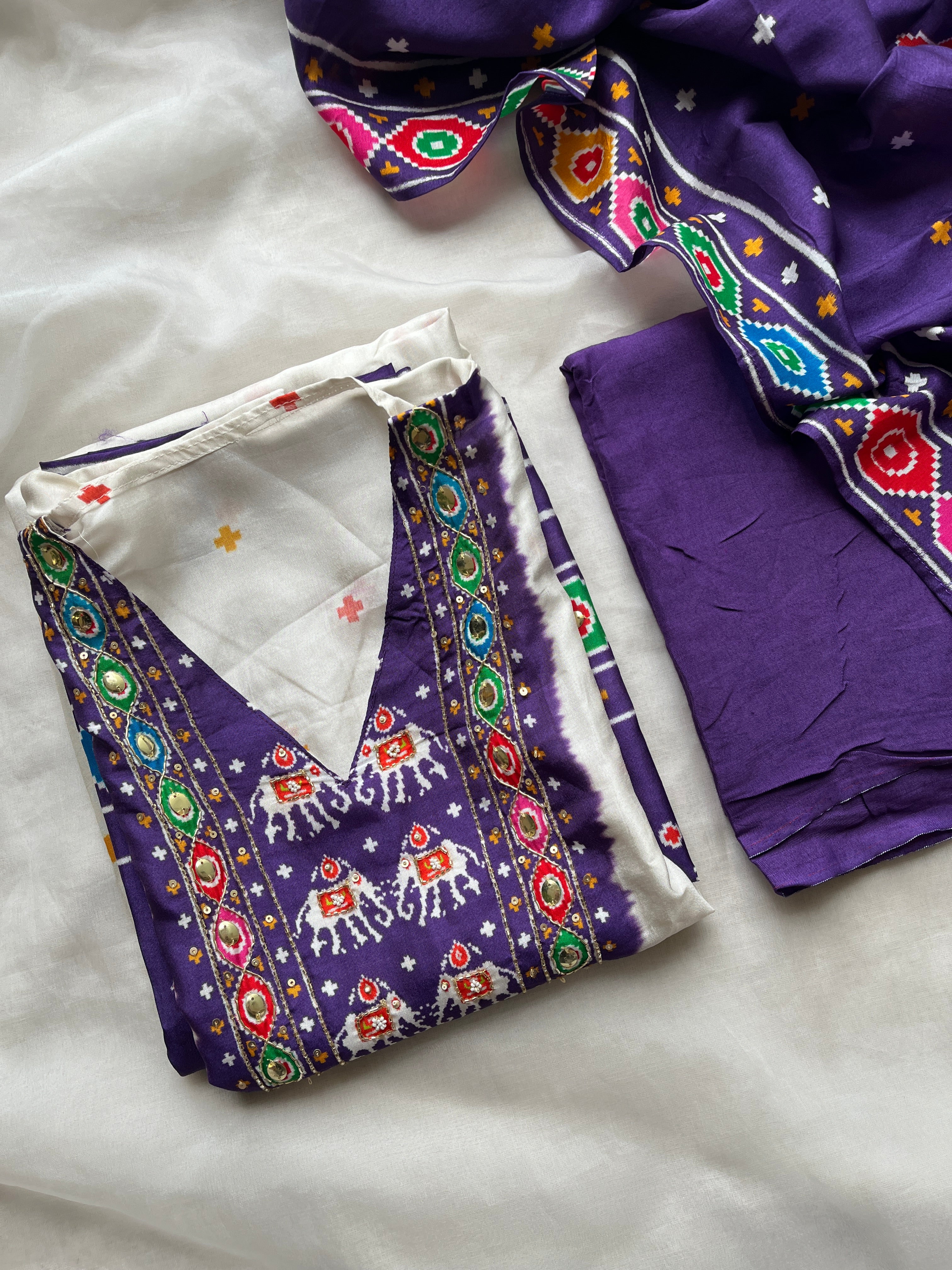 Violet Patola semi stitched suit set