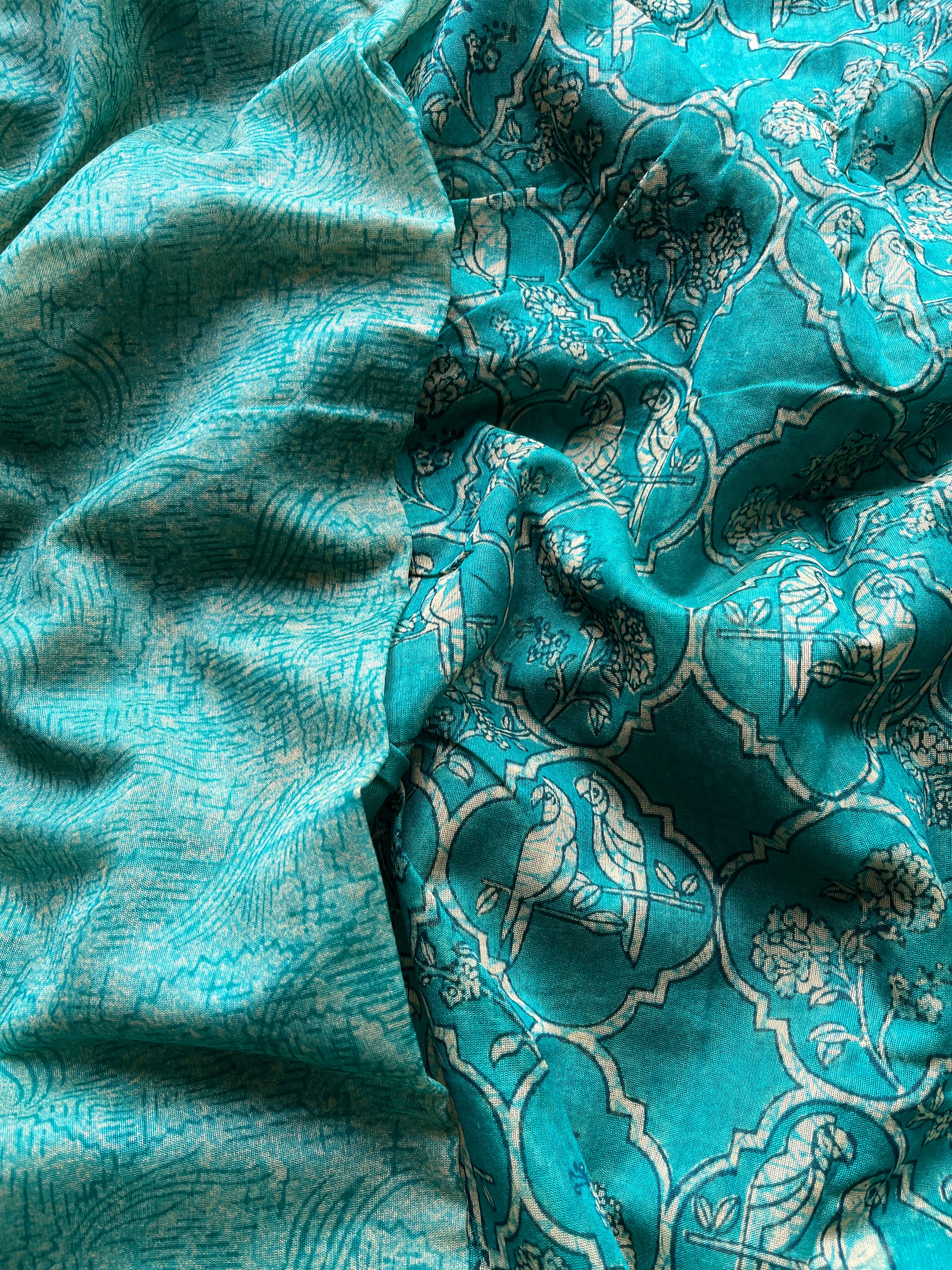 Green Chanderi Mughal printed saree