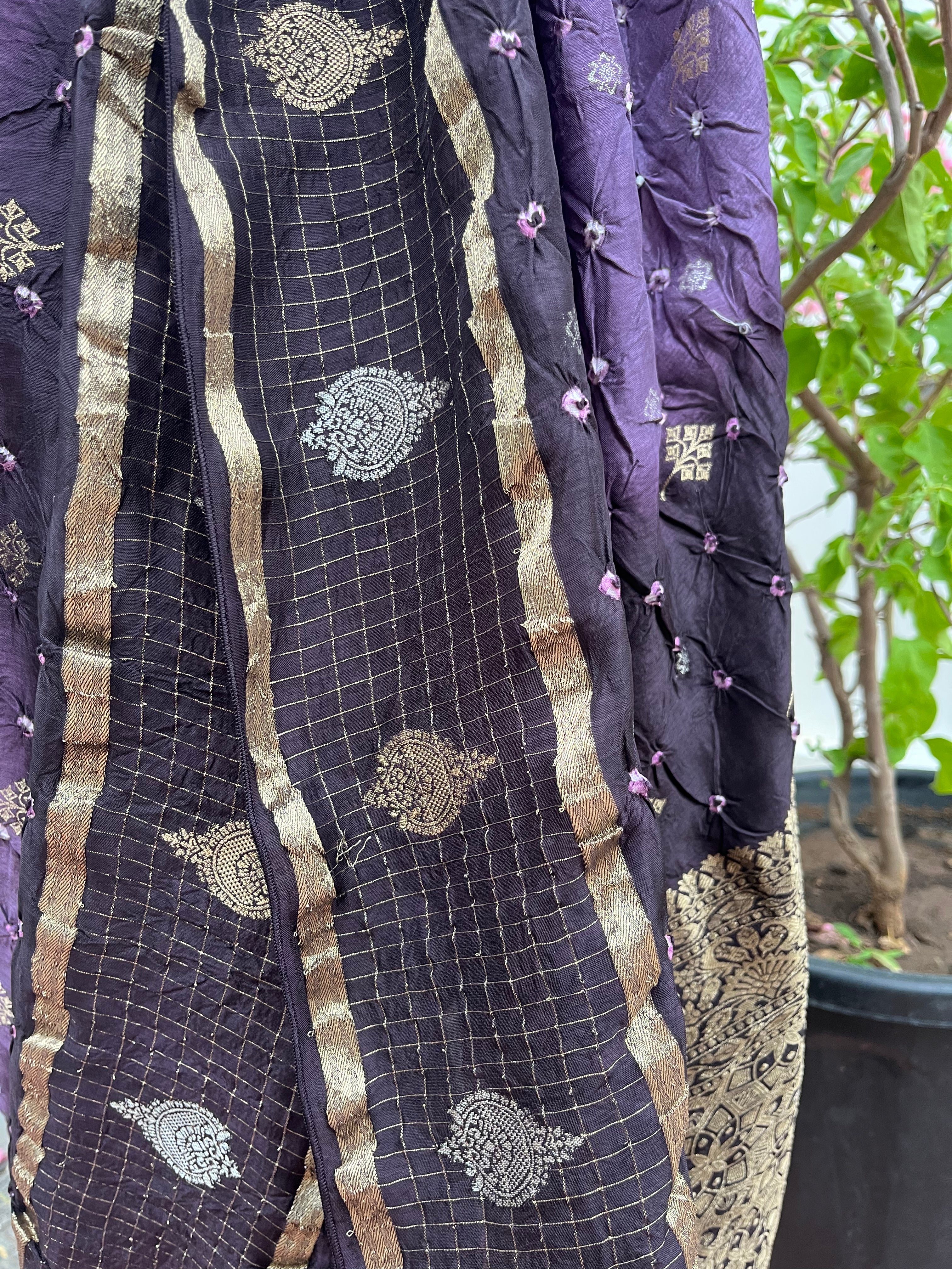 Royal Purple Bandhini saree