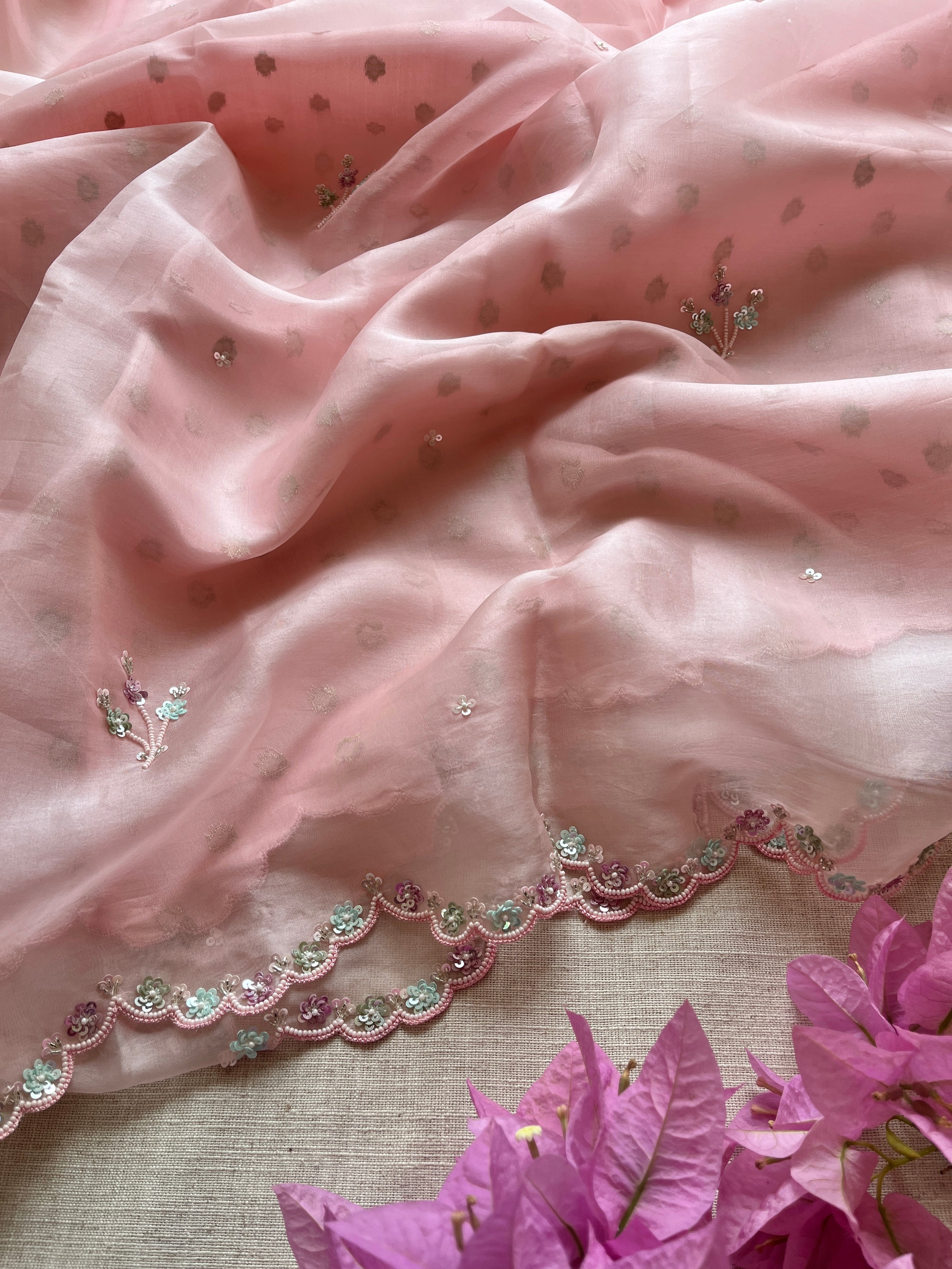 Pink Organza Saree